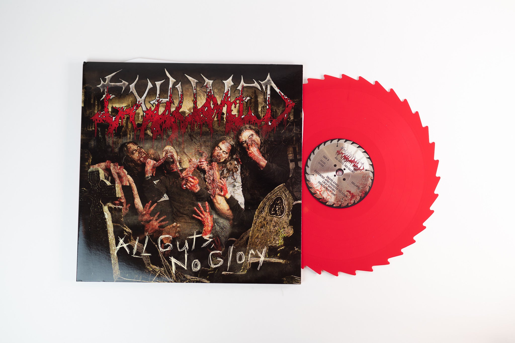 Exhumed - All Guts, No Glory on Relapse Ltd Sawblade Shaped Red Vinyl