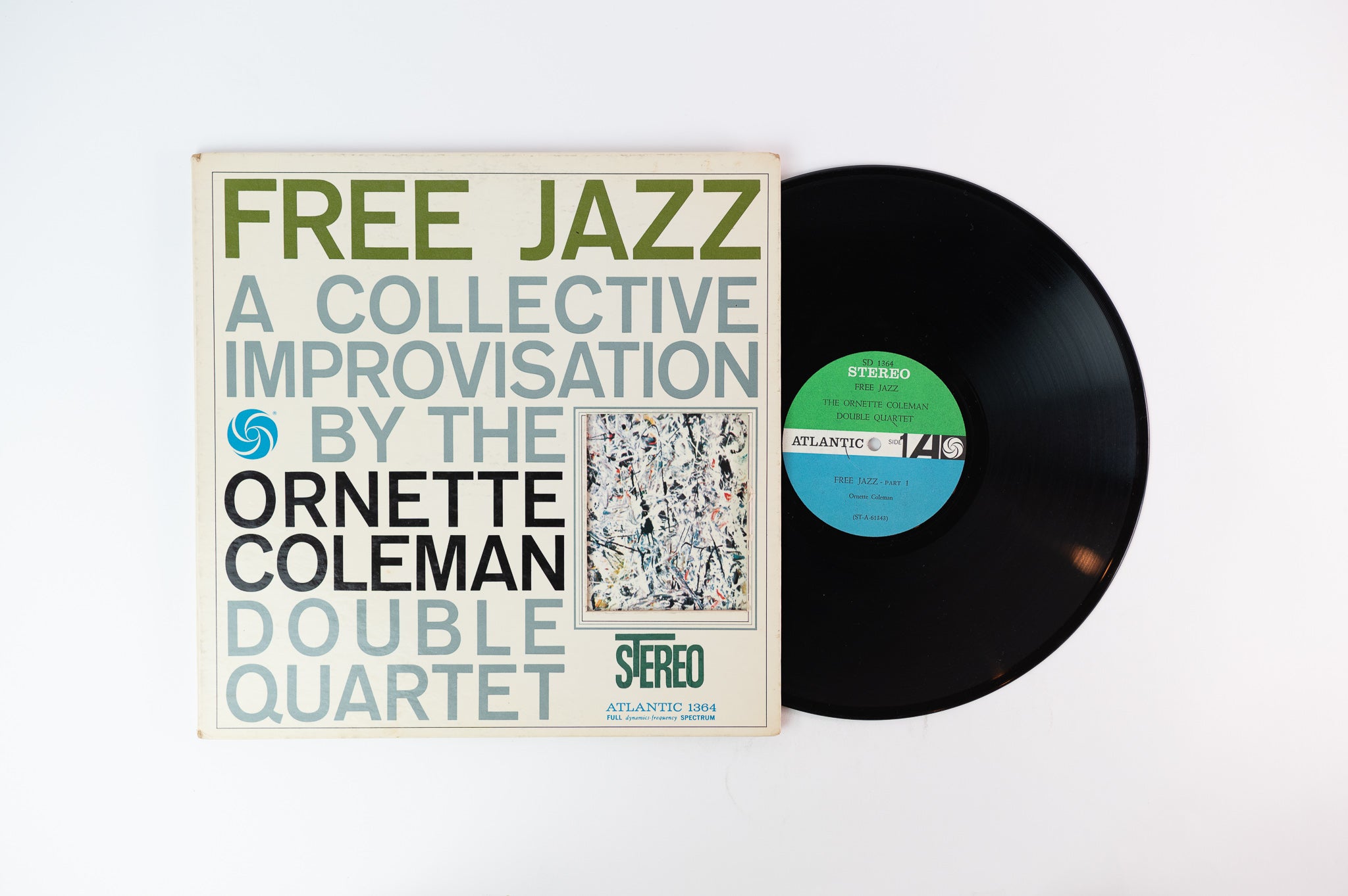 The Ornette Coleman Double Quartet - Free Jazz on Atlantic Stereo Green /  Blue label with White Fan Logo