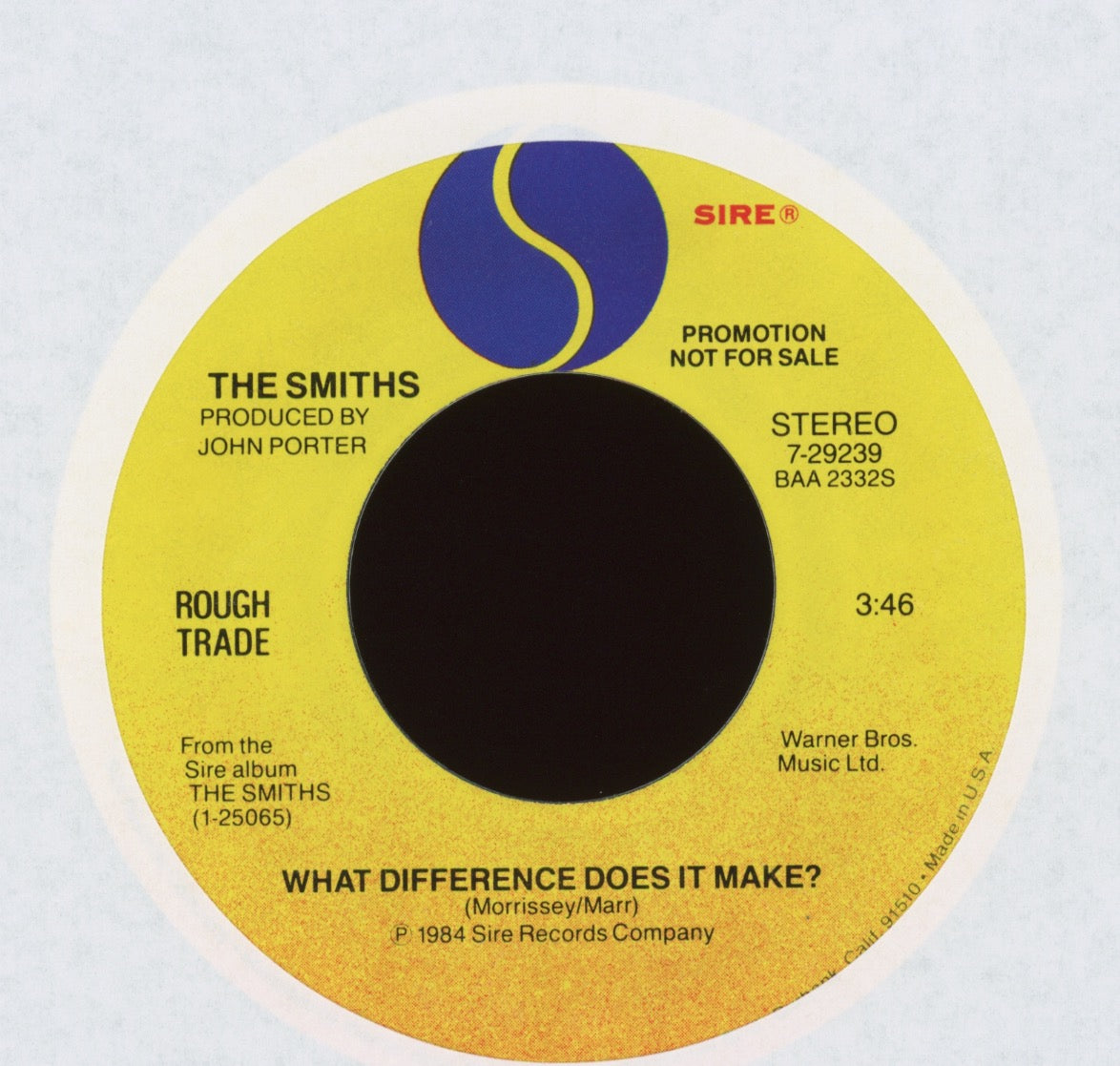 The Smiths - What Difference Does It Make? on Sire Promo With Picture Sleeve