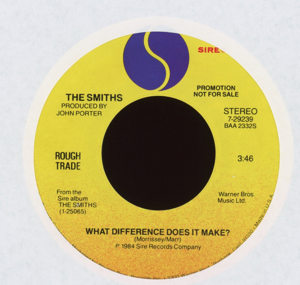 The Smiths - What Difference Does It Make? on Sire Promo With Picture Sleeve