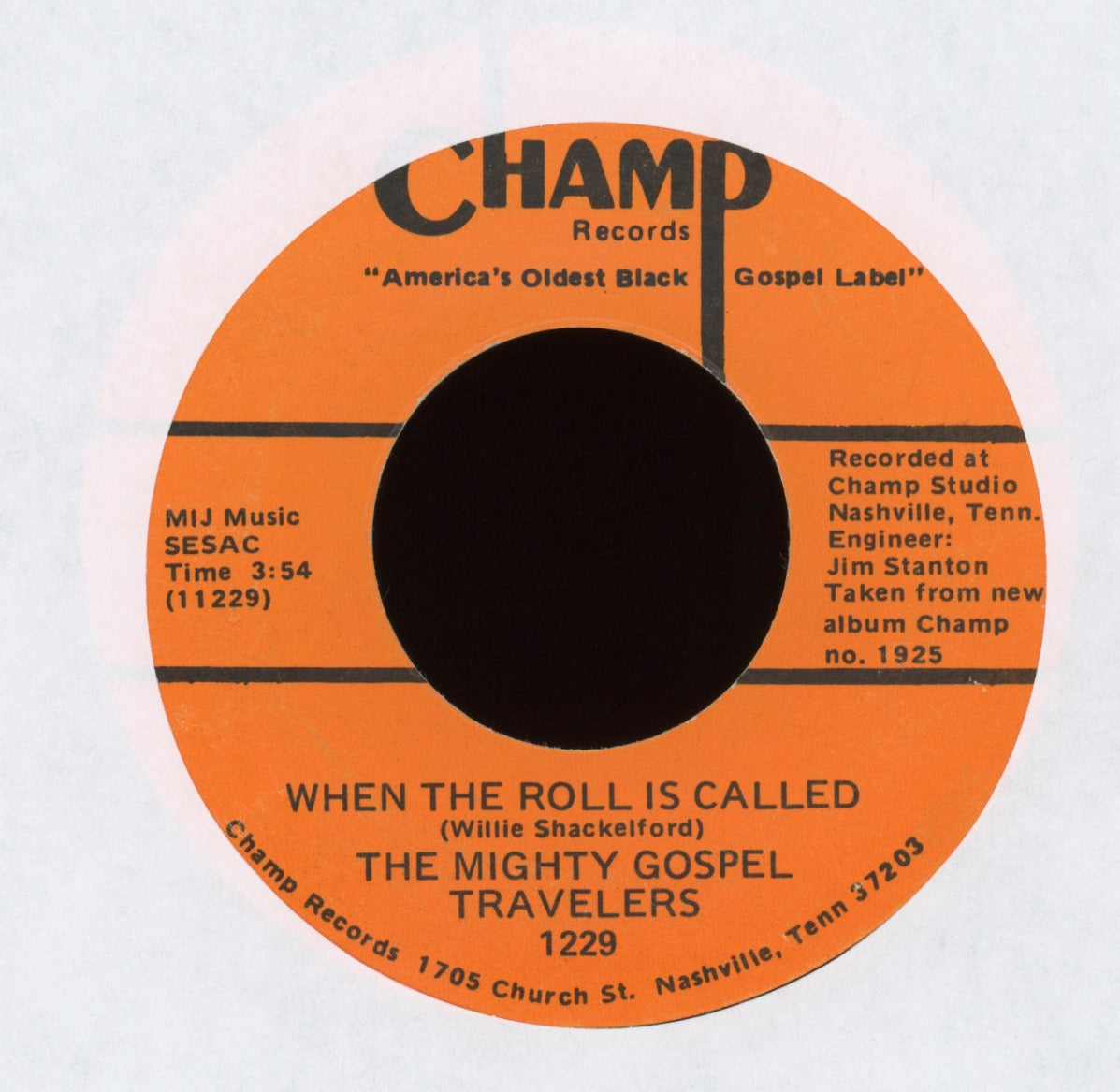 The Mighty Gospel Travelers - Fire on Champ Gospel Soul 45