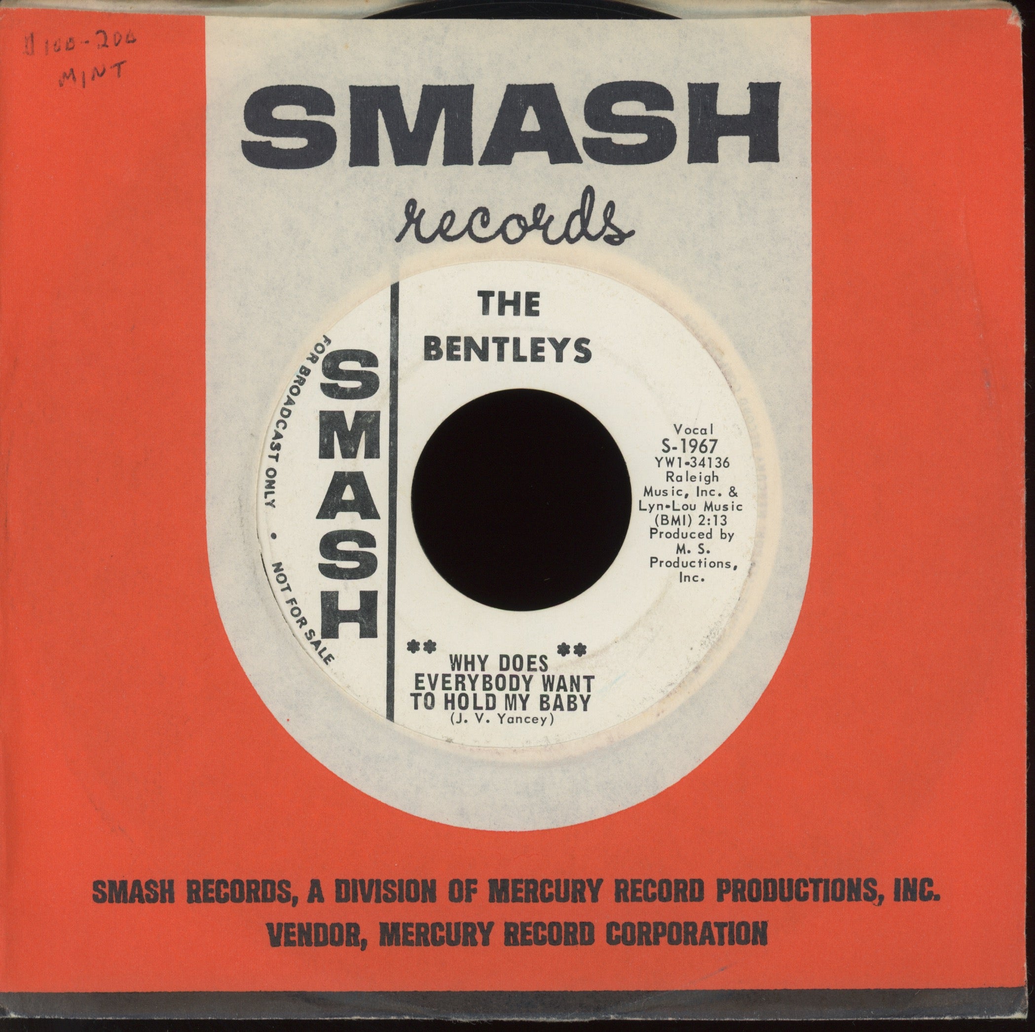 The Bentleys - Why Does Everybody Want To Hold My Baby on Smash R&B Soul 45