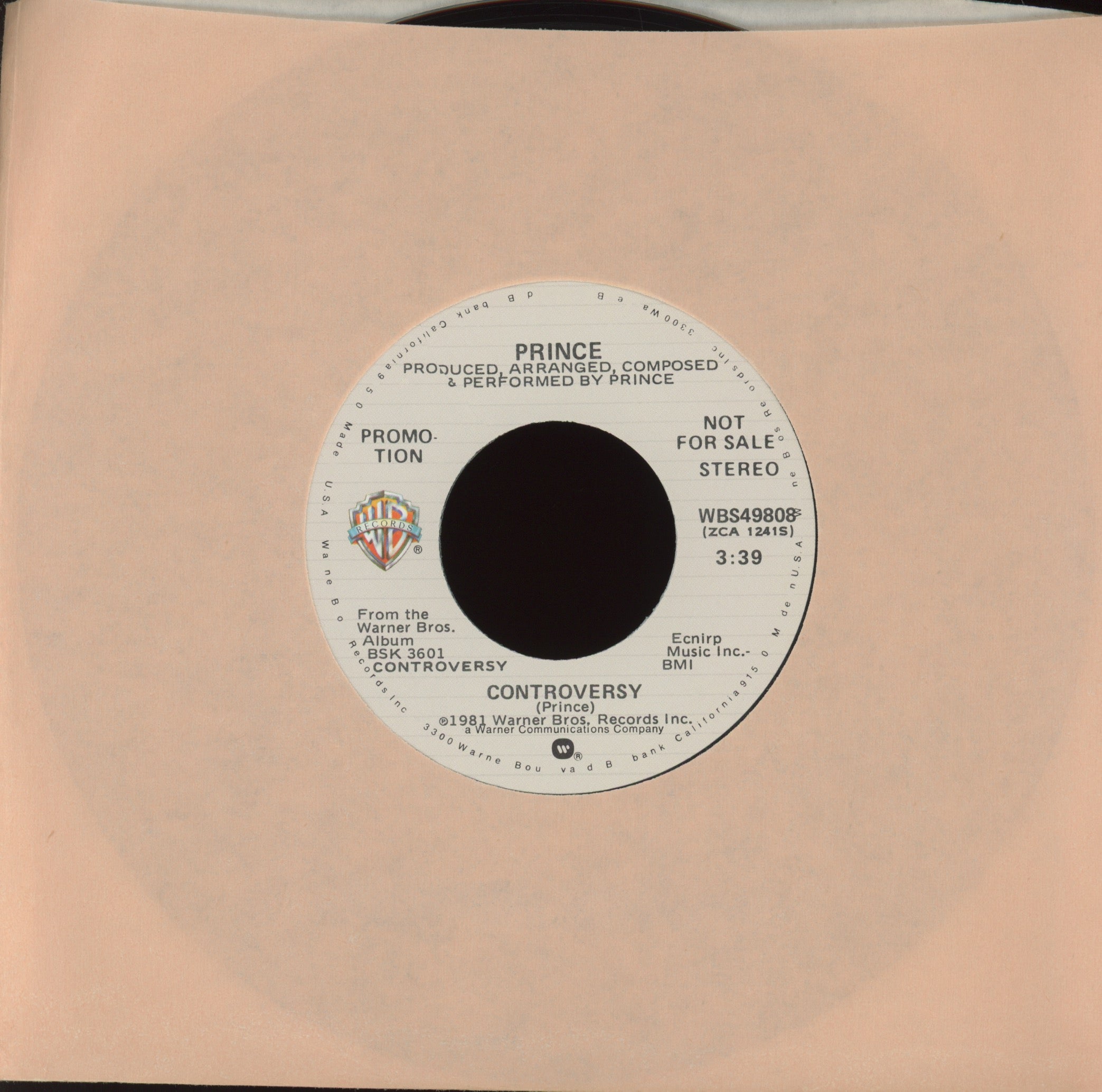 Prince - Controversy on Warner Bros Promo 45