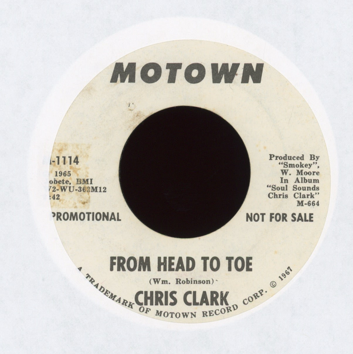 Chris Clark - From Head To Toe on Motown Promo Northern Soul 45