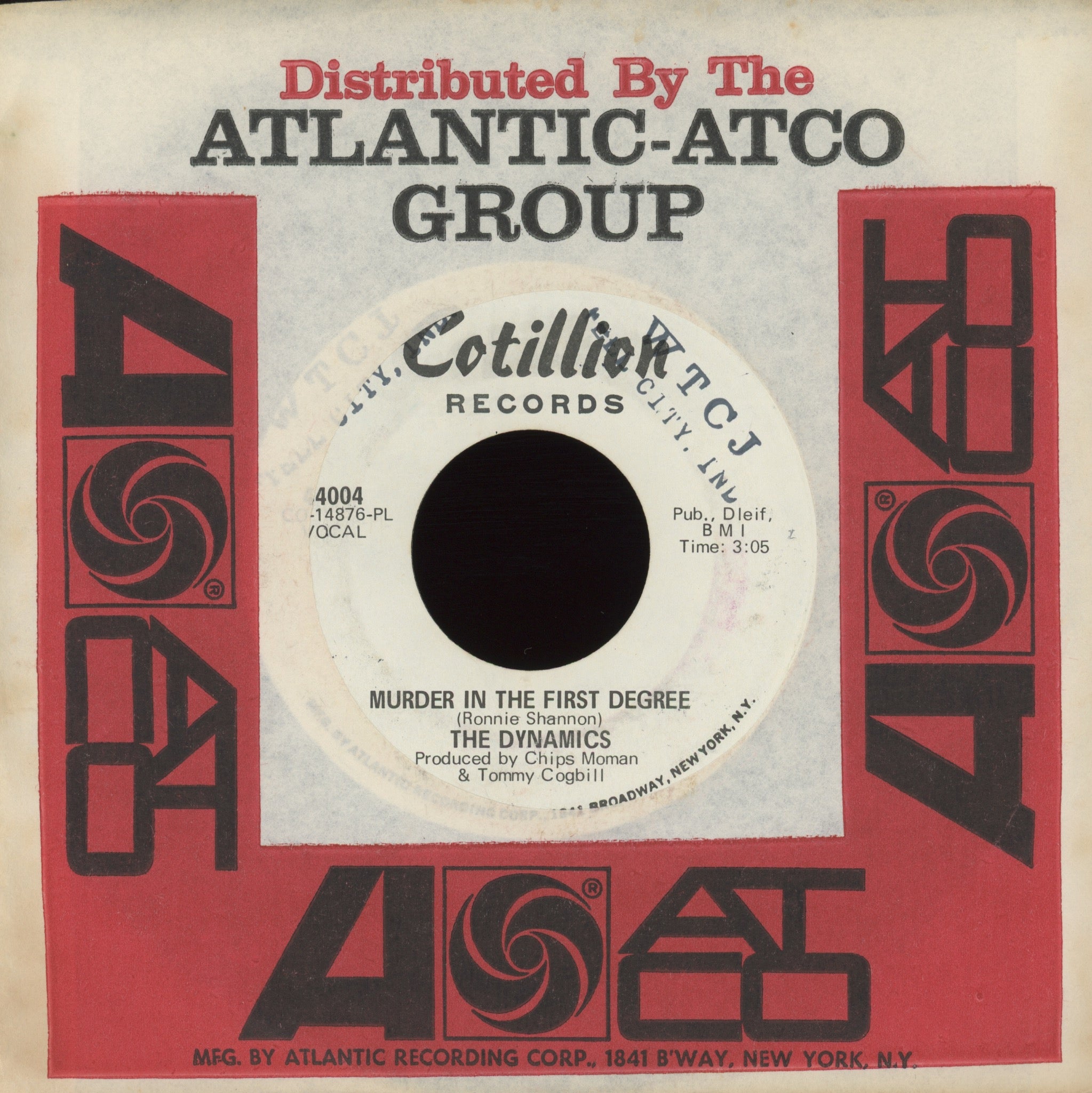 The Dynamics - Ain't No Sun (Since You've Been Gone) on Cotillion Promo Northern Soul 45