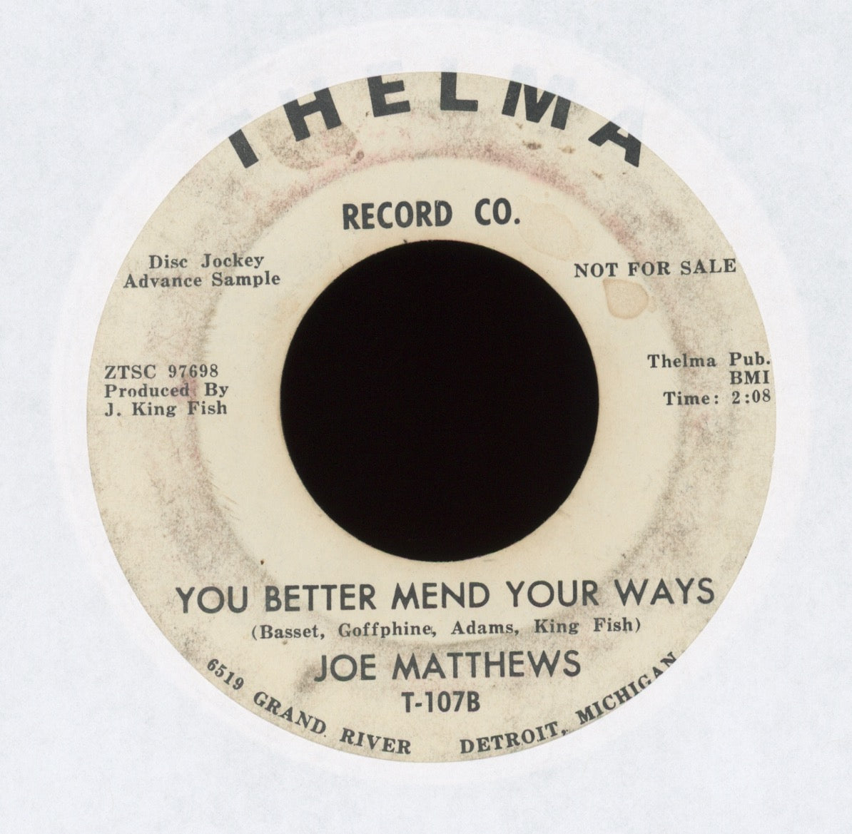 Joe Matthews - You Better Mend Your Ways on Thelma Promo Northern Soul 45