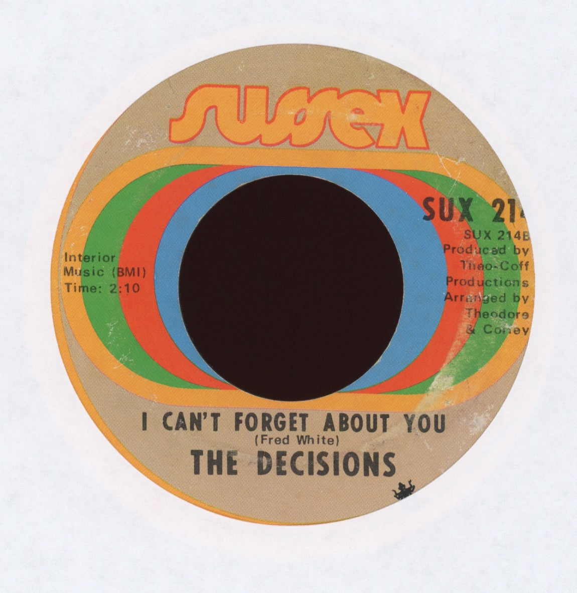 The Decisions -  I Can't Forget About You on Sussex Northern Soul 45