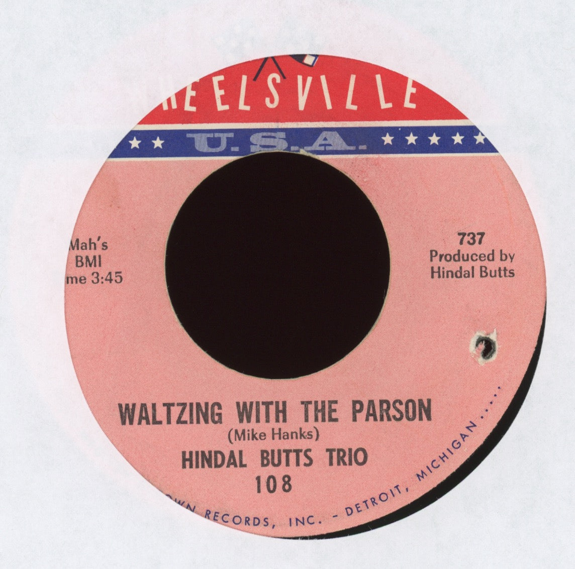 Hindal Butts Trio - Back Up Baby on Wheelsville Soul Jazz 45