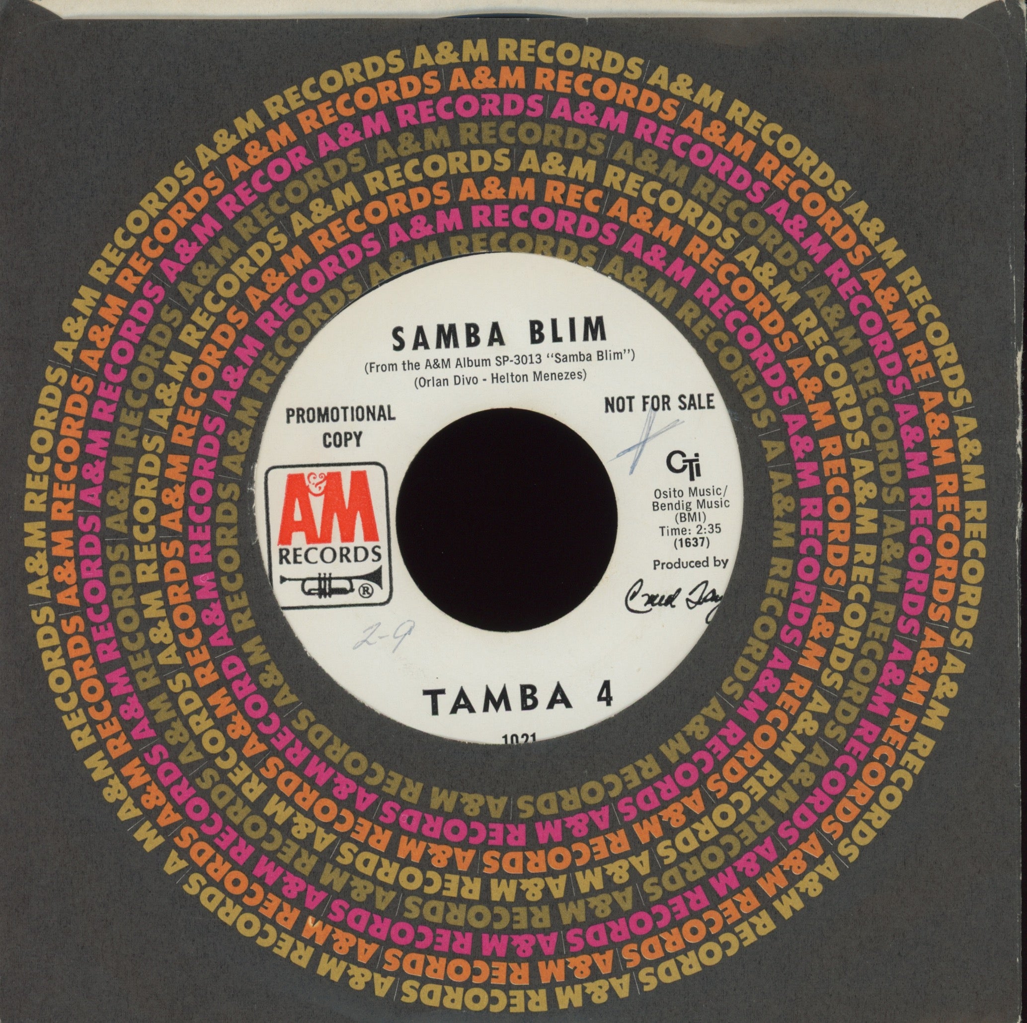 Tamba 4 - Samba Blim on A&M Promo Latin Soul Funk 45