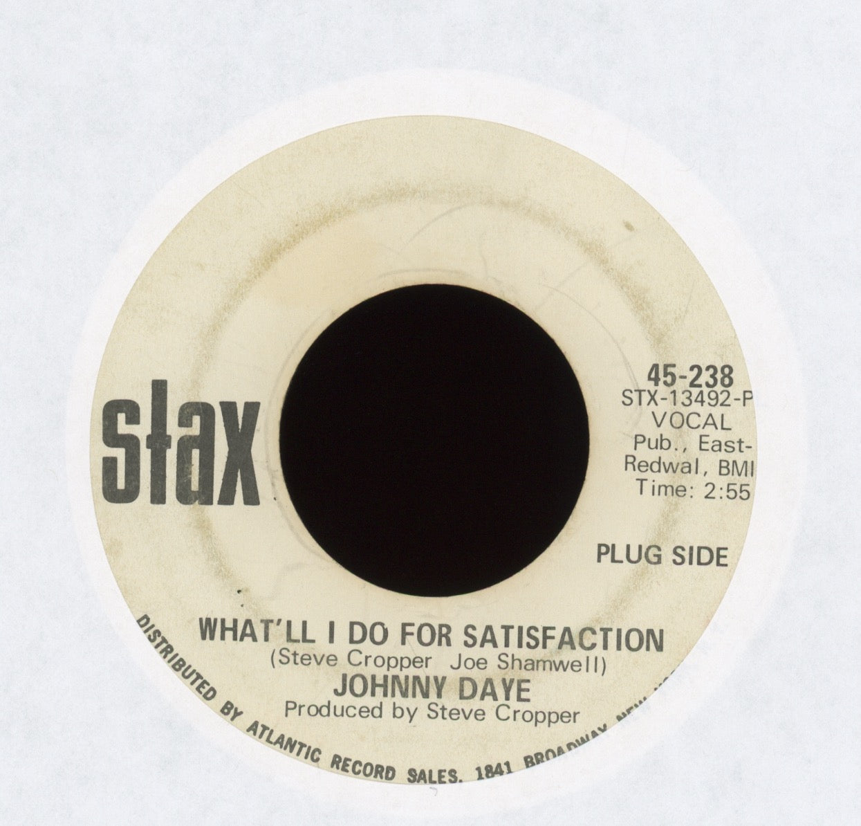 Johnny Daye - What'll I Do For Satisfaction on Stax Promo Soul Funk 45