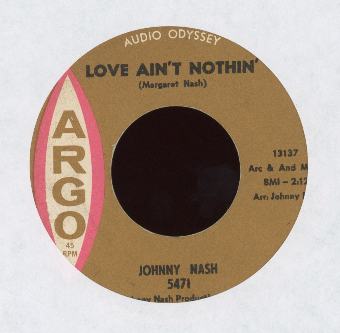 Johnny Nash - Love Ain't Nothin' on Argo R&B 45