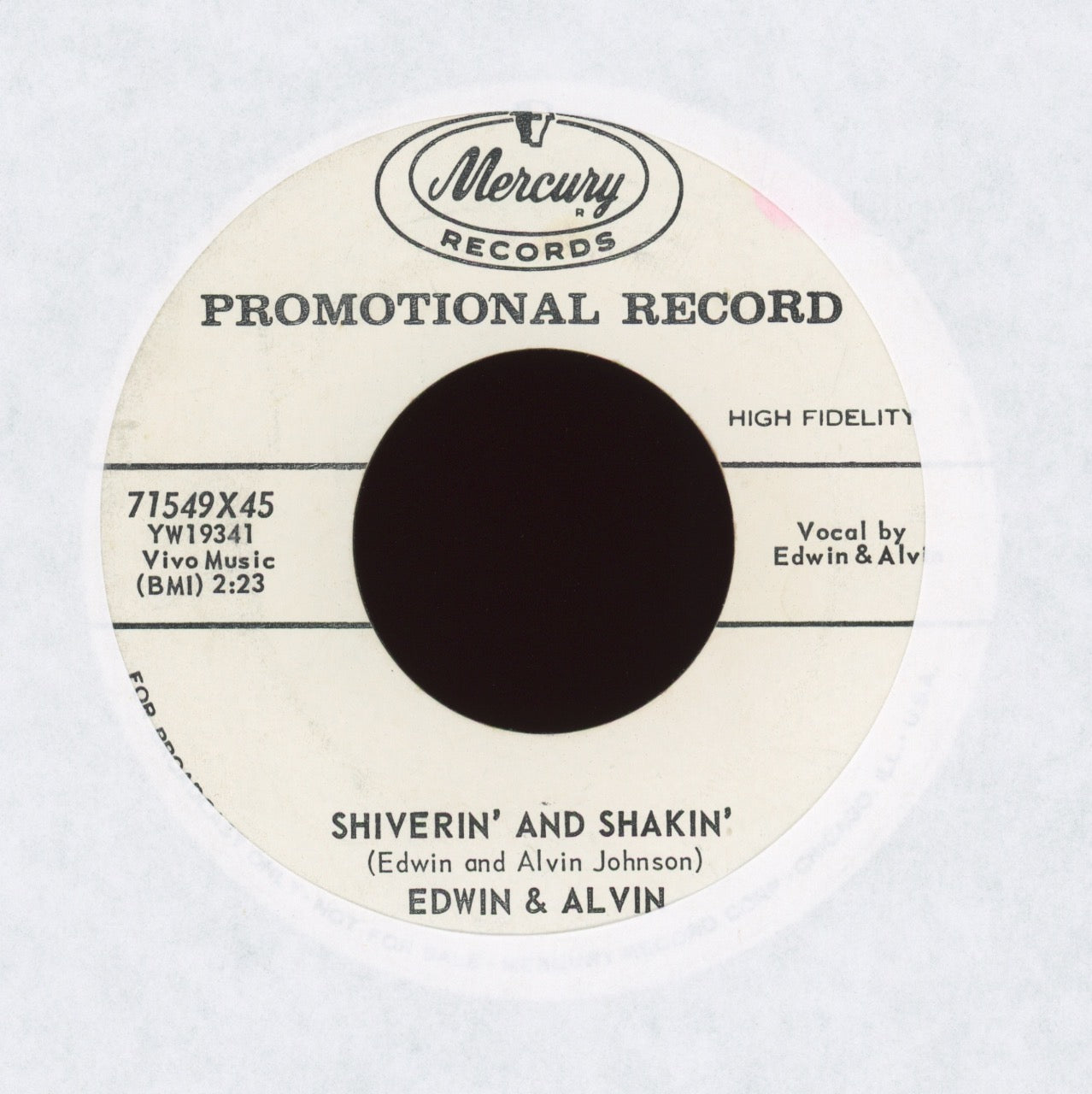 Edwin & Alvin - Shiverin' And Shakin' on Mercury Promo R&B 45