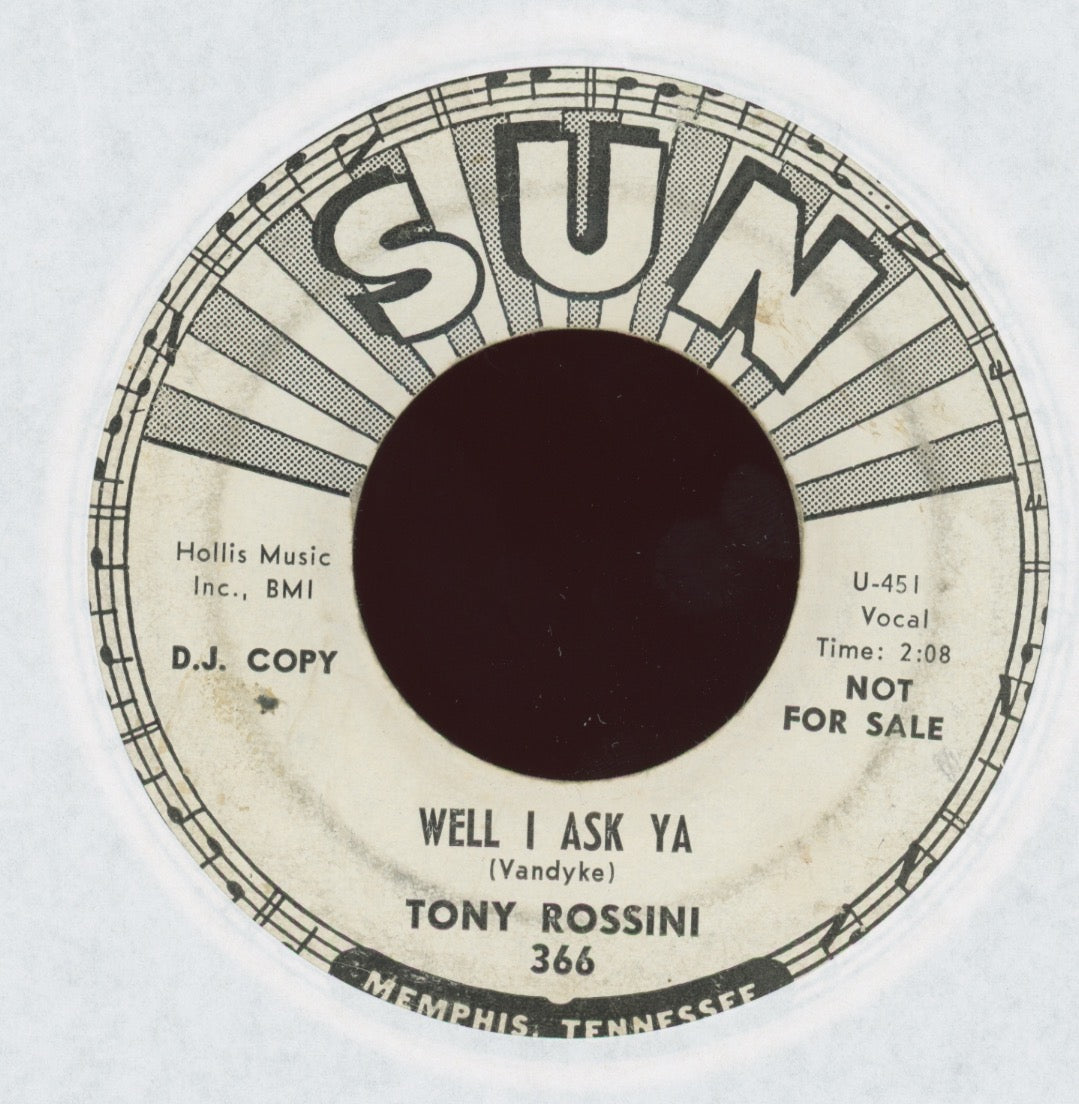 Tony Rossini - Well I Ask Ya on Sun Promo Teen R&B 45