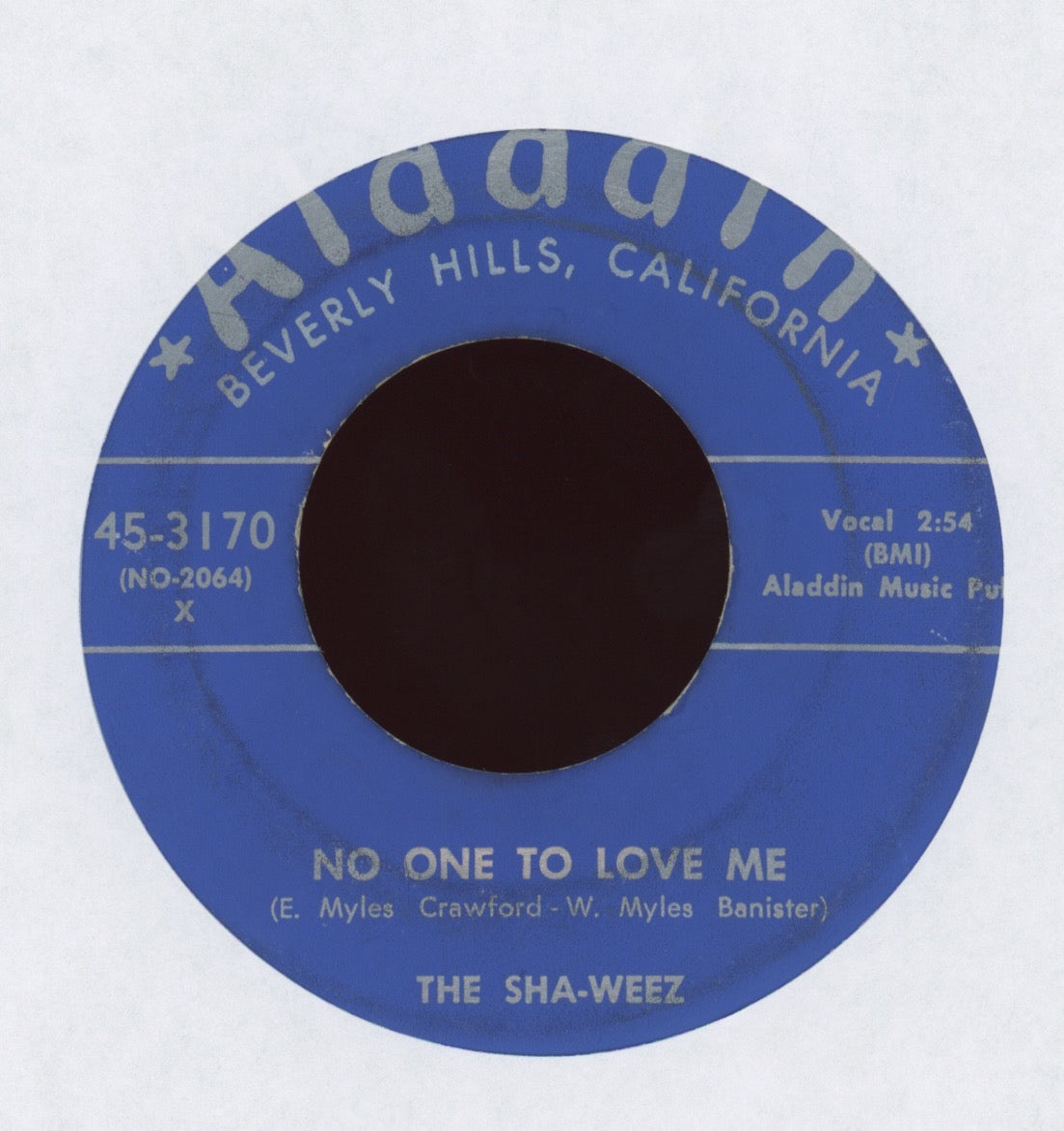 The Sha-Weez - No One To Love Me On Aladdin Rare R&B Doo Wop 45