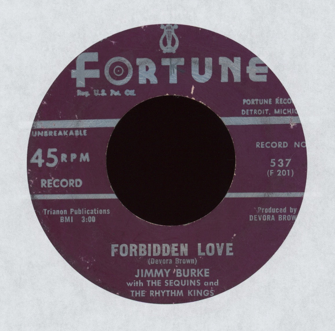 Jimmy Burke - Forbidden Love on Fortune R&B 45