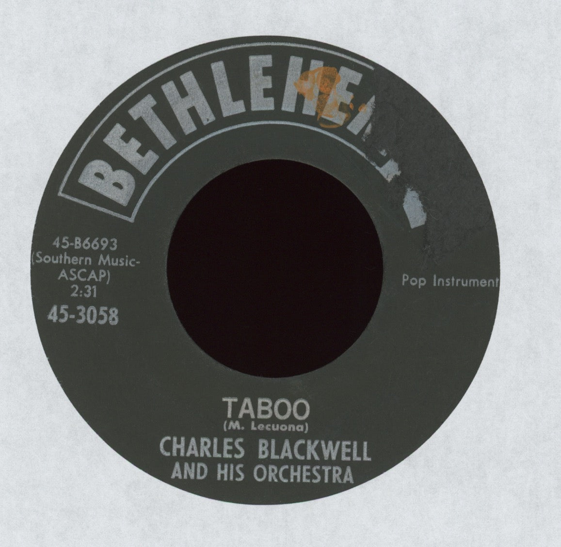 Charles Blackwell Orchestra - Taboo on Bethlehem R&B Exotica 45