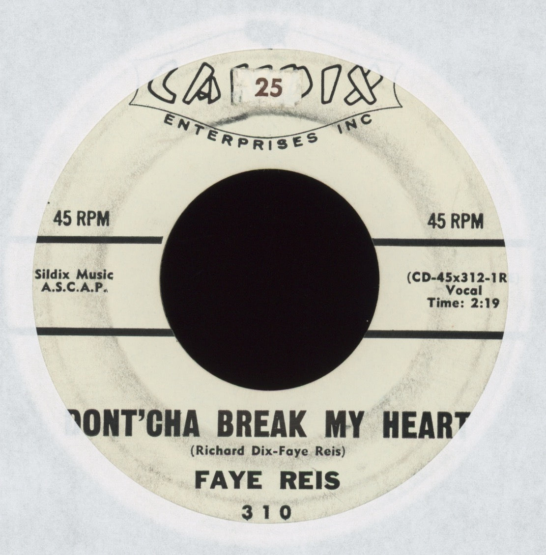 Faye Reis - Dont'cha Break My Heart on Candix Rockabilly 45 Hear