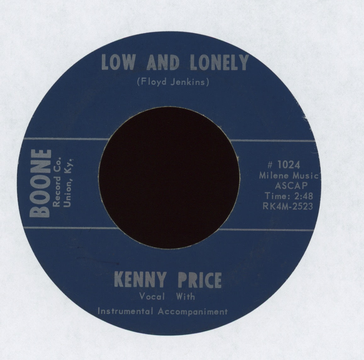 Kenny Price - Low And Lonely on Boone Rockabilly 45