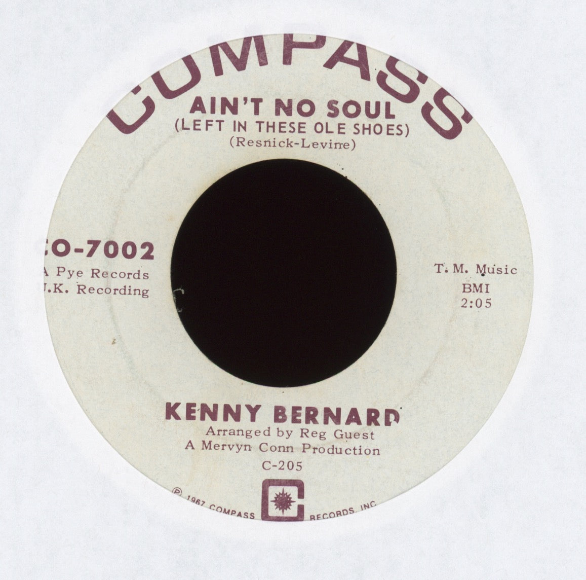 Kenny Bernard - Ain't No Soul (Left In These Ole Shoes) on Compass Northern Soul 45