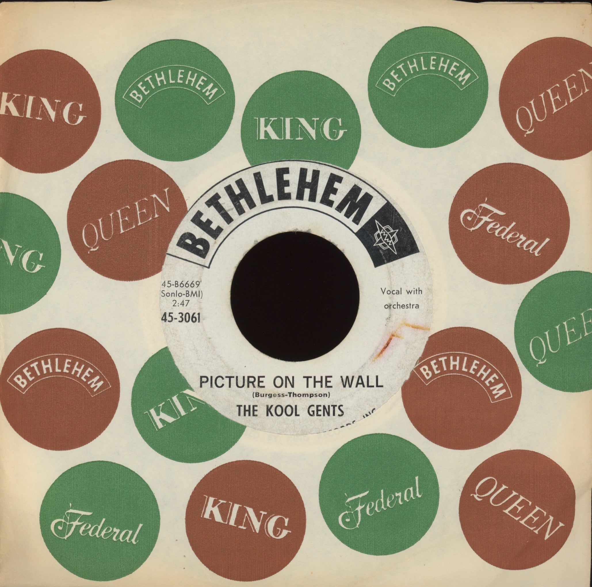 The Kool Gents - Come To Me on Bethlehem Promo R&B Doo Wop 45