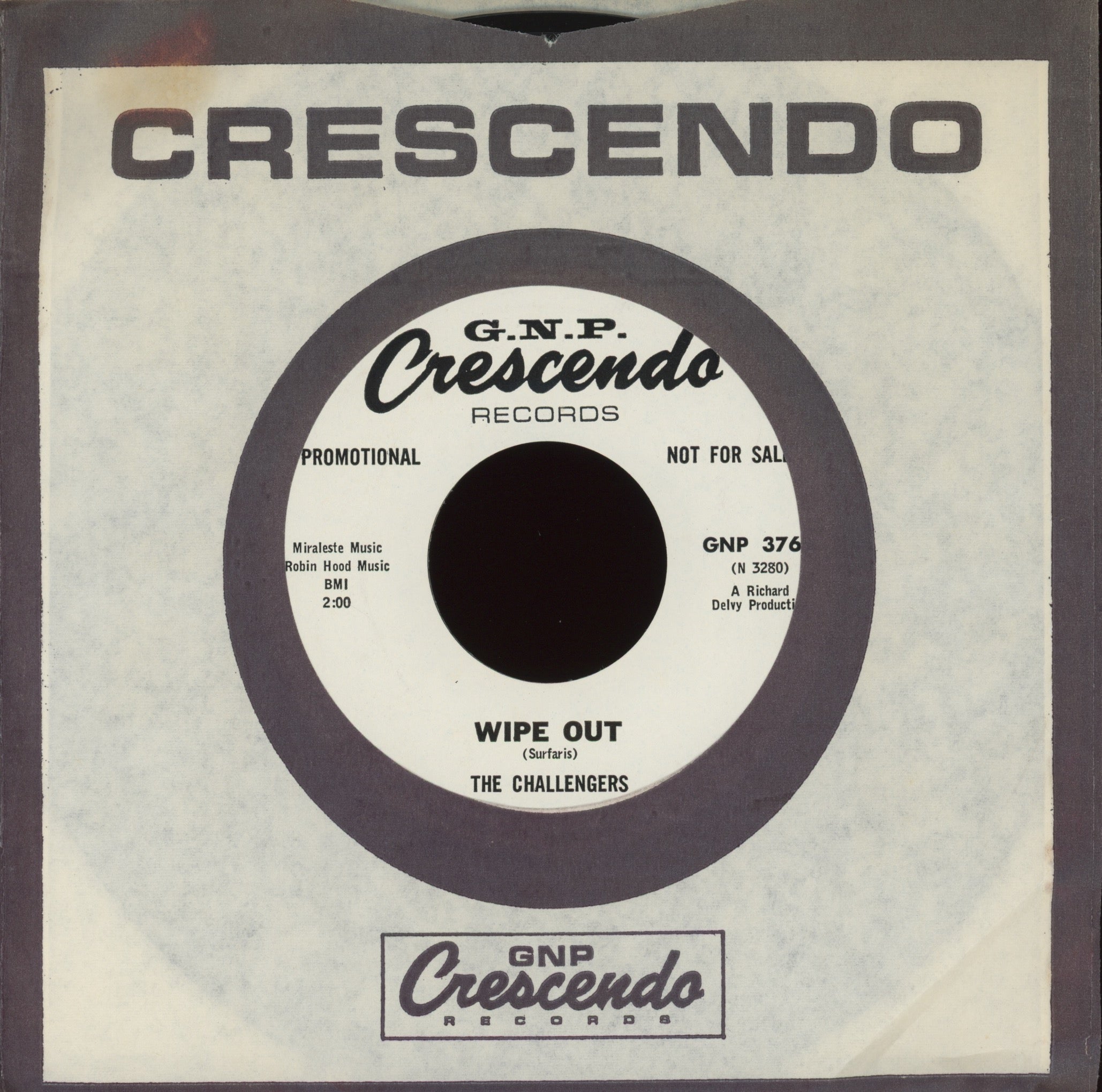 The Challengers - Wipe Out on G.N.P. Crescendo Promo Surf 45