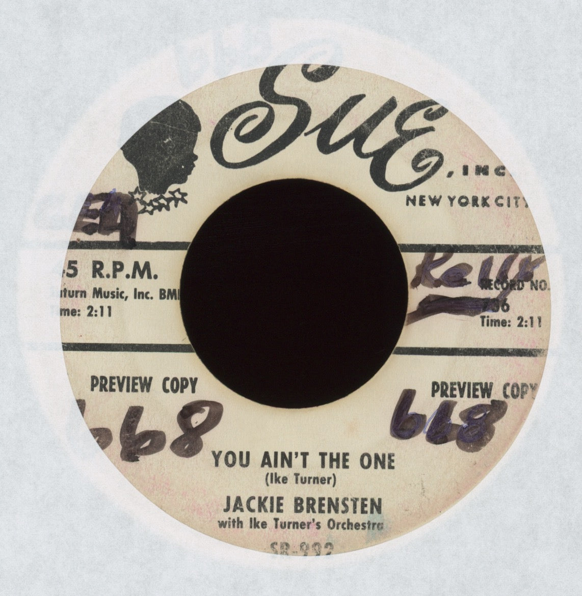 Jackie Brenston - Trouble Up The Road on Sue Promo R&B 45