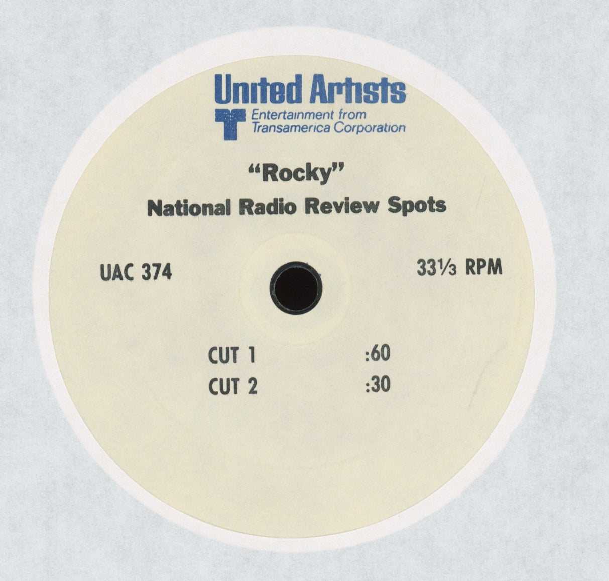 Unknown Artist - Rocky National Radio Review Spots on United Artists Single Sided Movie Promo 7"