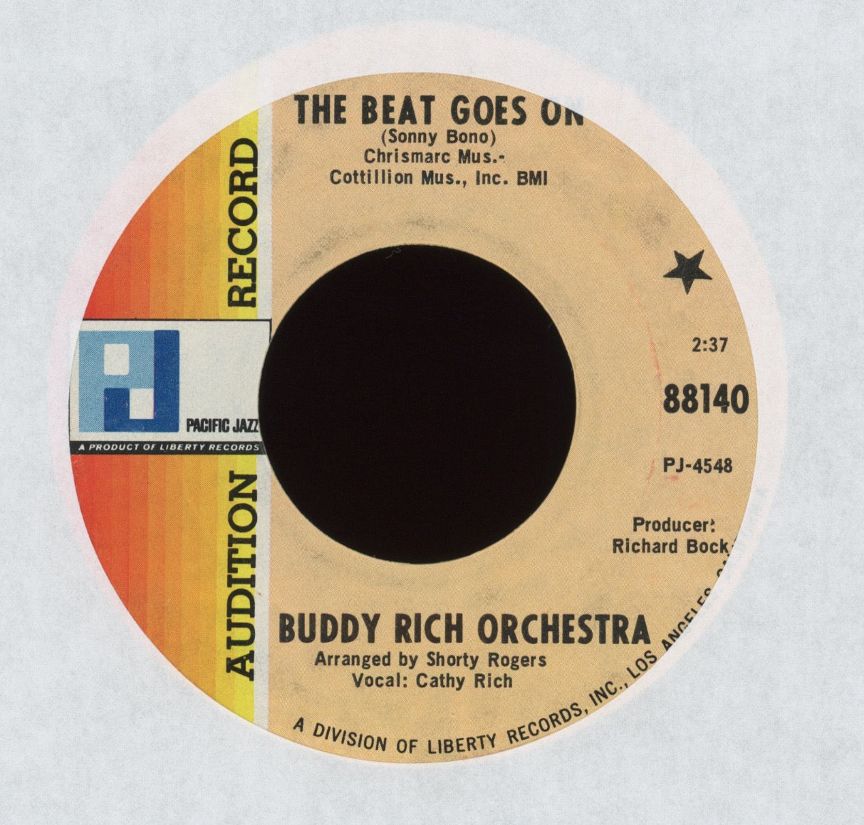 Buddy Rich And His Orchestra - The Beat Goes On on Pacific Jazz Promo Mod Soul Jazz 45