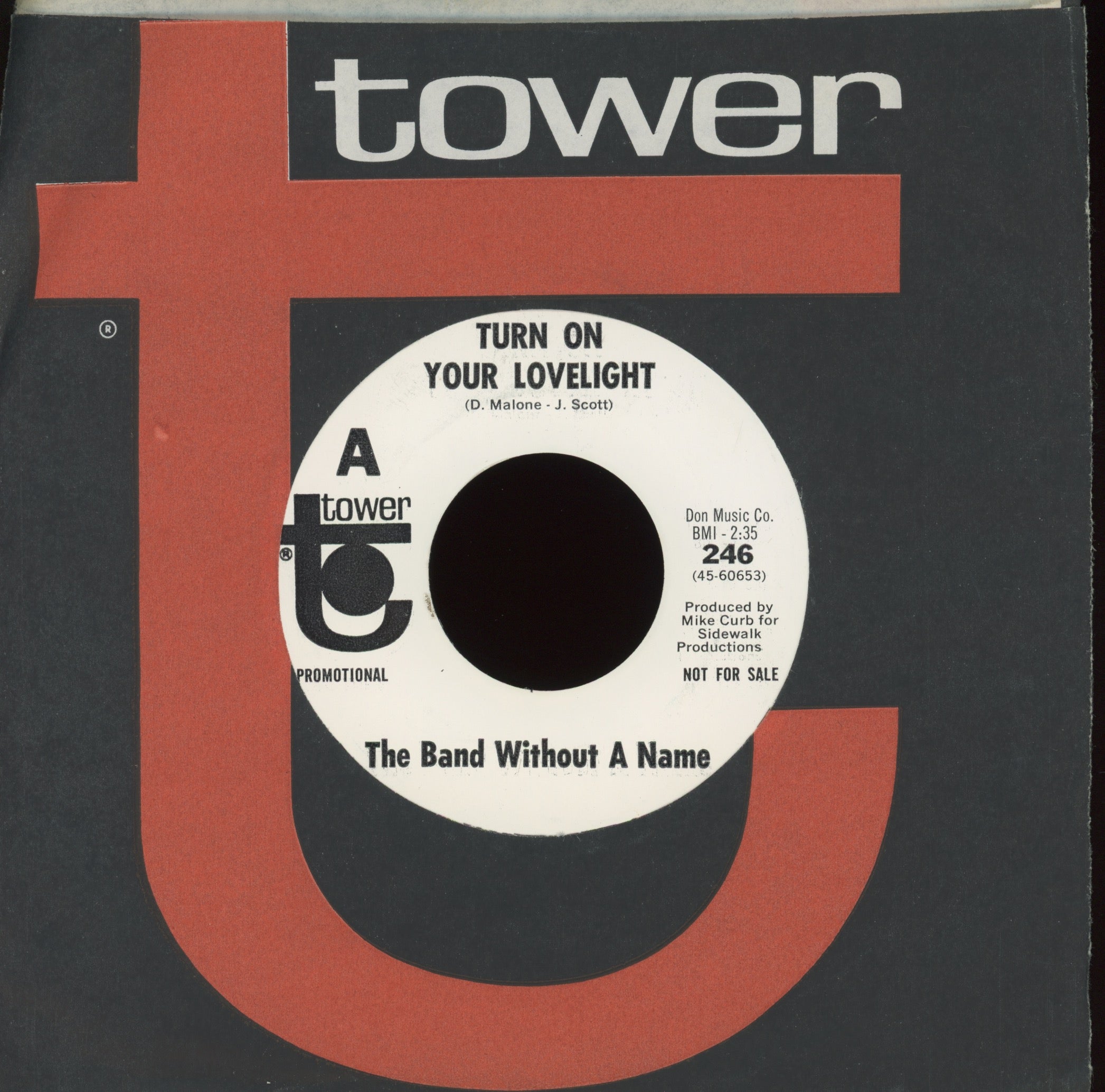 The Band Without A Name - Turn On Your Lovelight on Tower Promo Garage 45