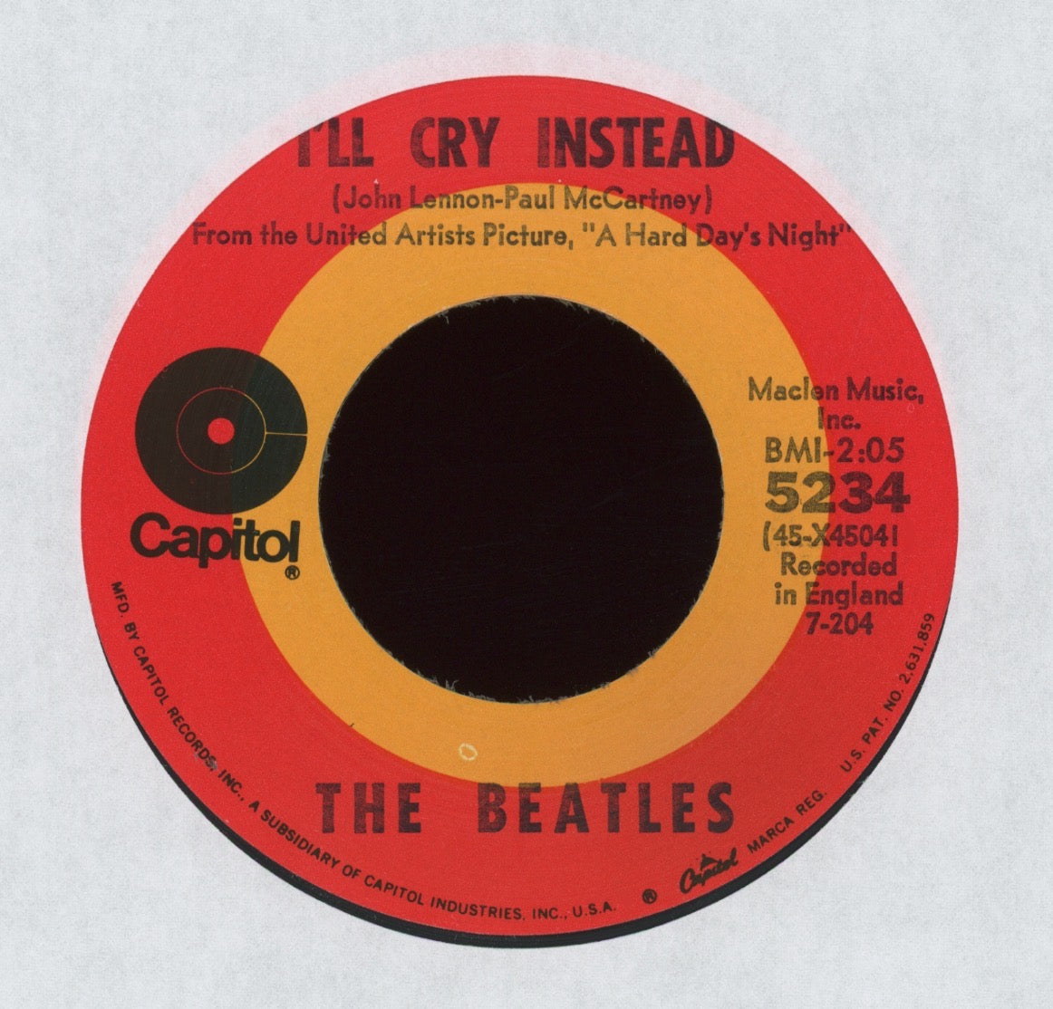 The Beatles - I'll Cry Instead on Capitol Target Label Reissue 45