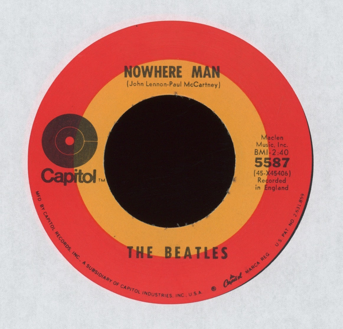 The Beatles - Nowhere Man on Capitol Target Label Reissue 45