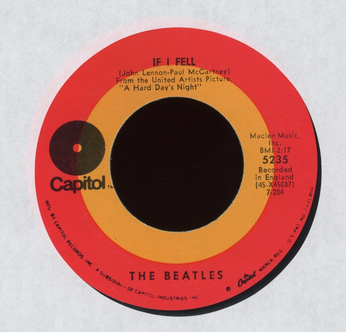 The Beatles - And I Love Her on Capitol Target Label Reissue 45