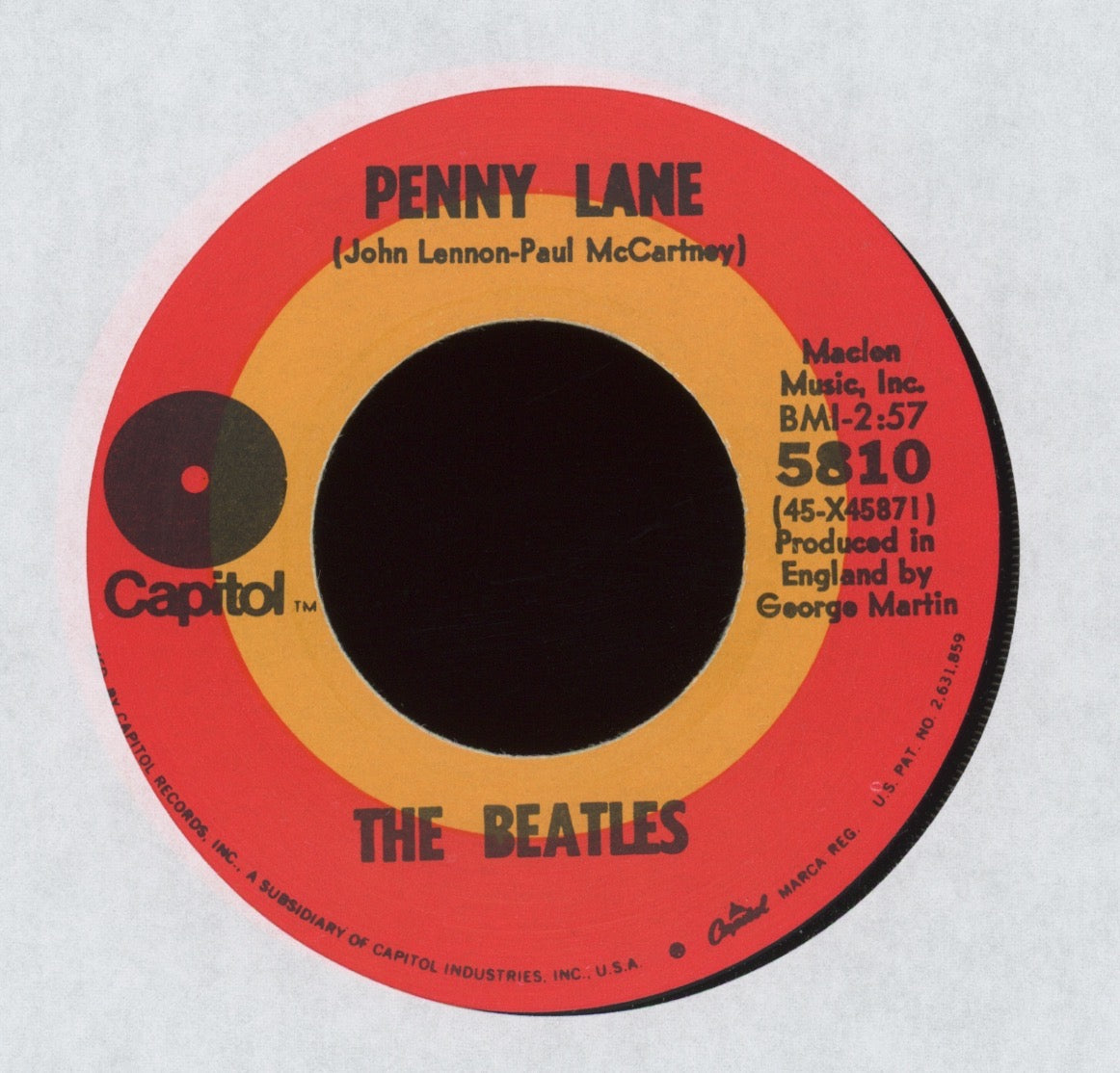 The Beatles - Strawberry Fields Forever / Penny Lane on Capitol Target  Label Reissue 45