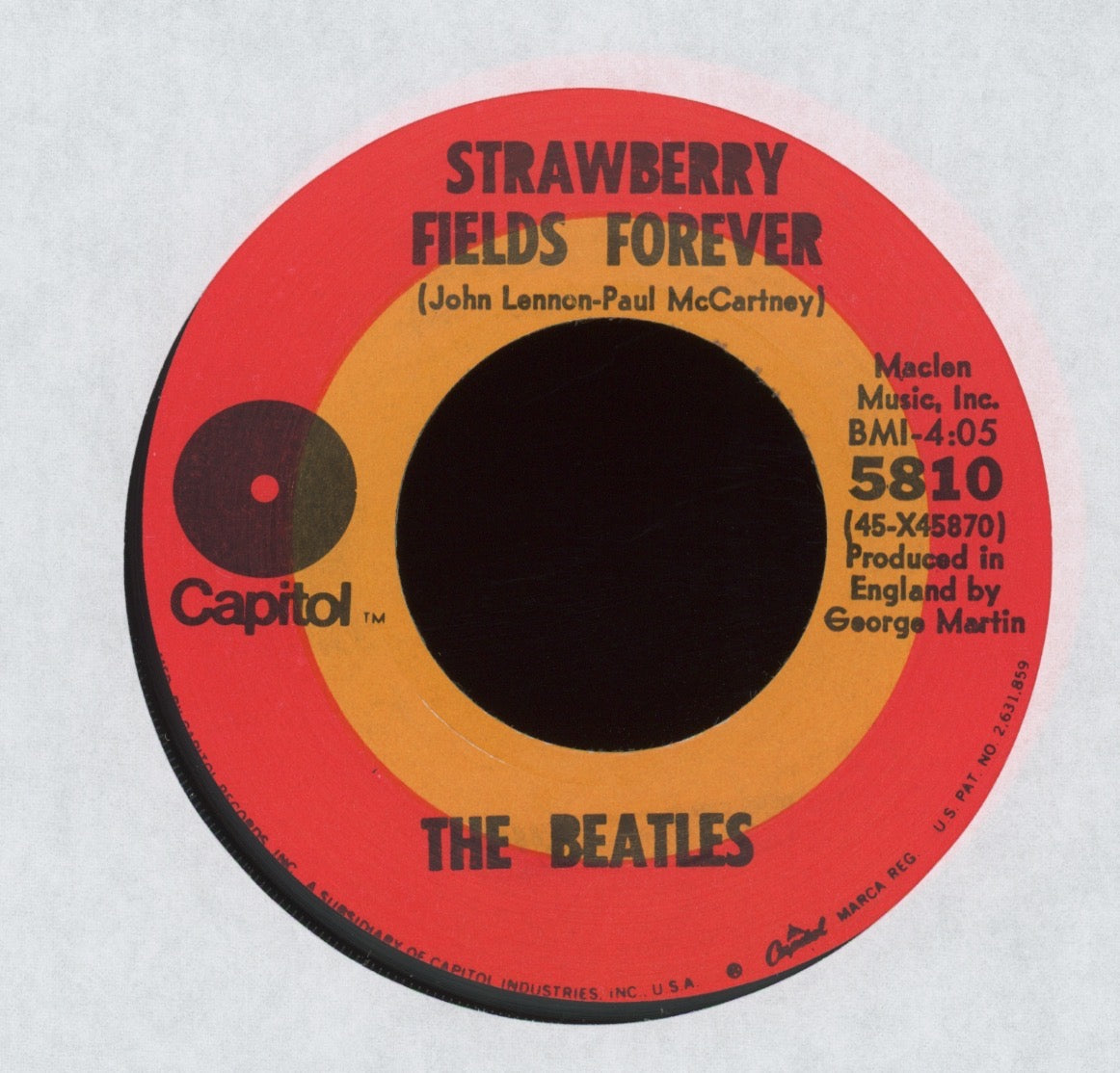 The Beatles - Strawberry Fields Forever / Penny Lane on Capitol Target Label Reissue 45