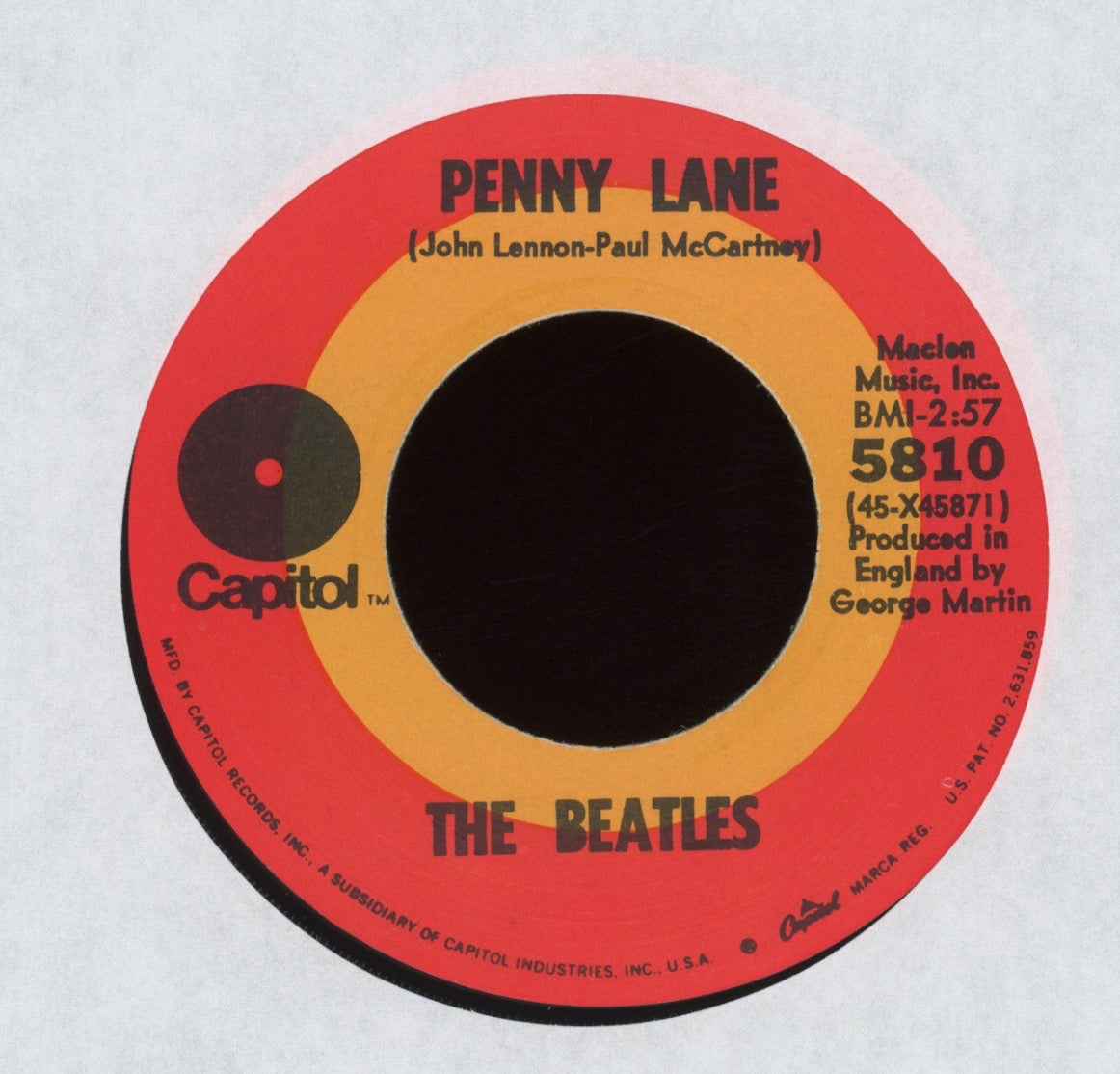 The Beatles - Strawberry Fields Forever / Penny Lane on Capitol Target Label Reissue