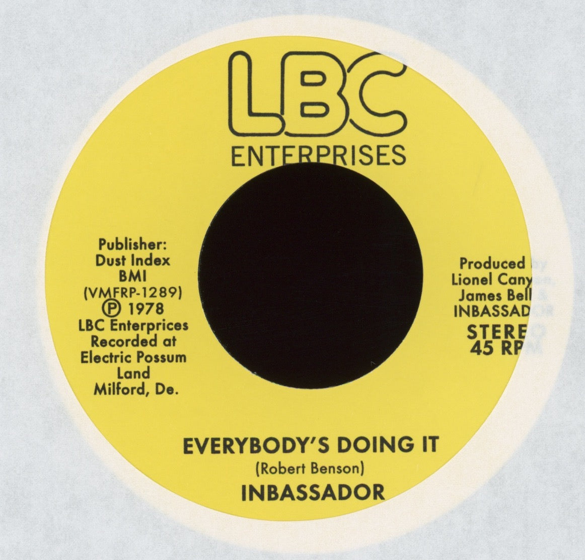 Inbassador - Everybody's Doing It on LBC Enterprises Numero Reissue Funk 45