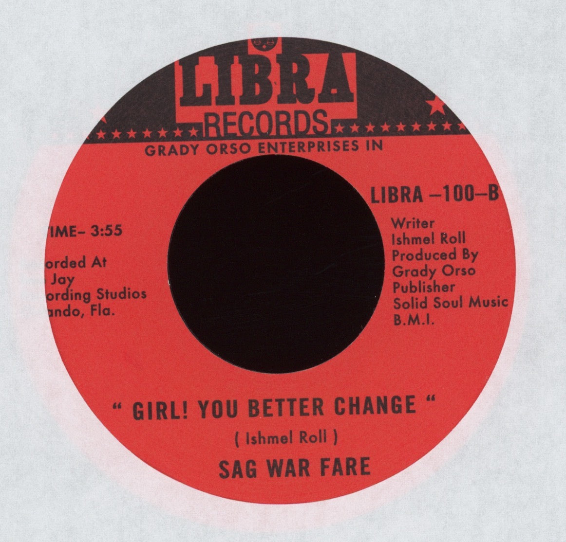 Sag War Fare - Don't Be So Jive / Girl! You Better Change on Libra Numero Reissue Northern Soul Funk 45