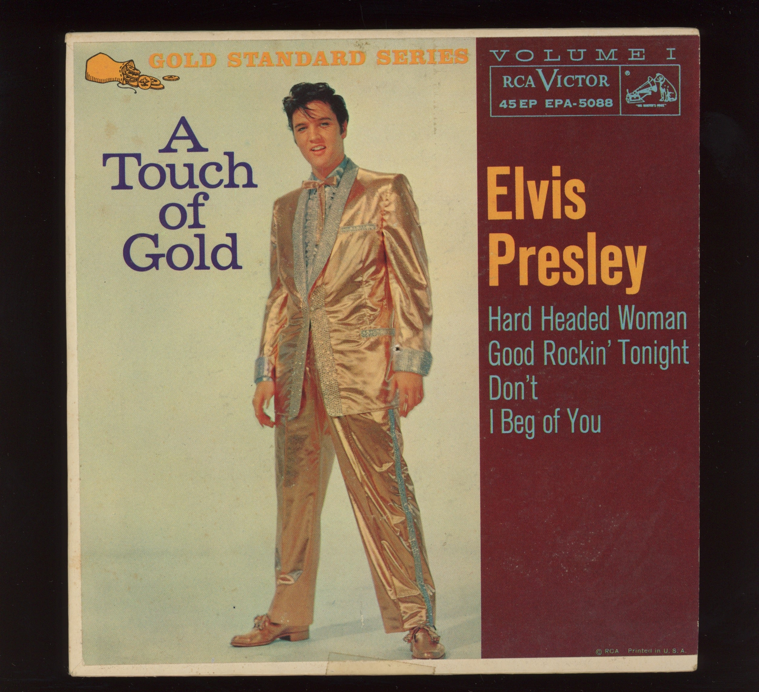 Elvis Presley - A Touch Of Gold Volume I on RCA EPA-5088 Maroon Label 45 With Picture Cover