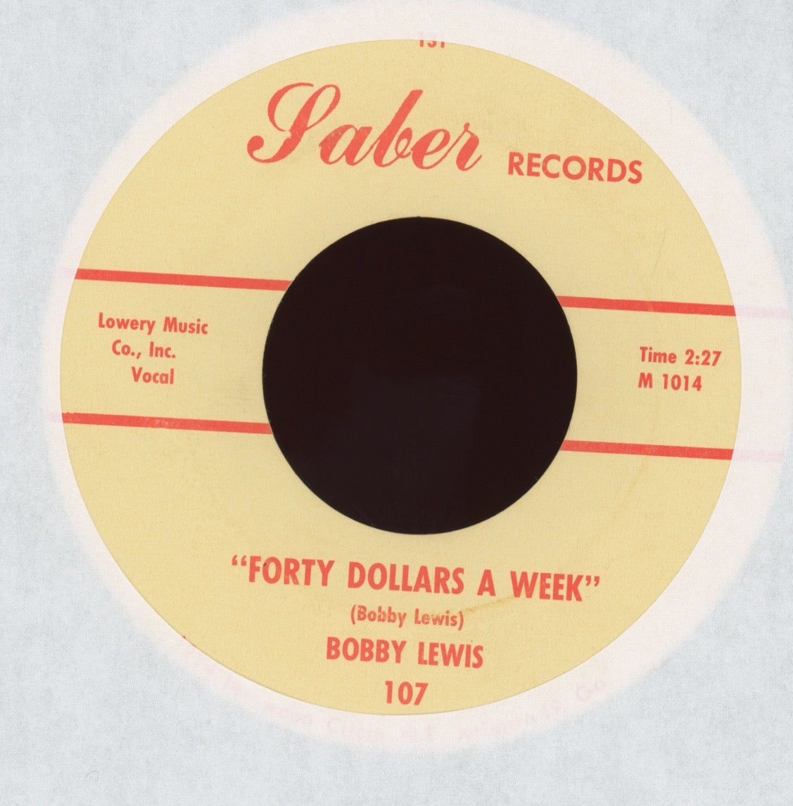 Bobby Lewis - Forty Dollars A Week on Saber Rockabilly 45