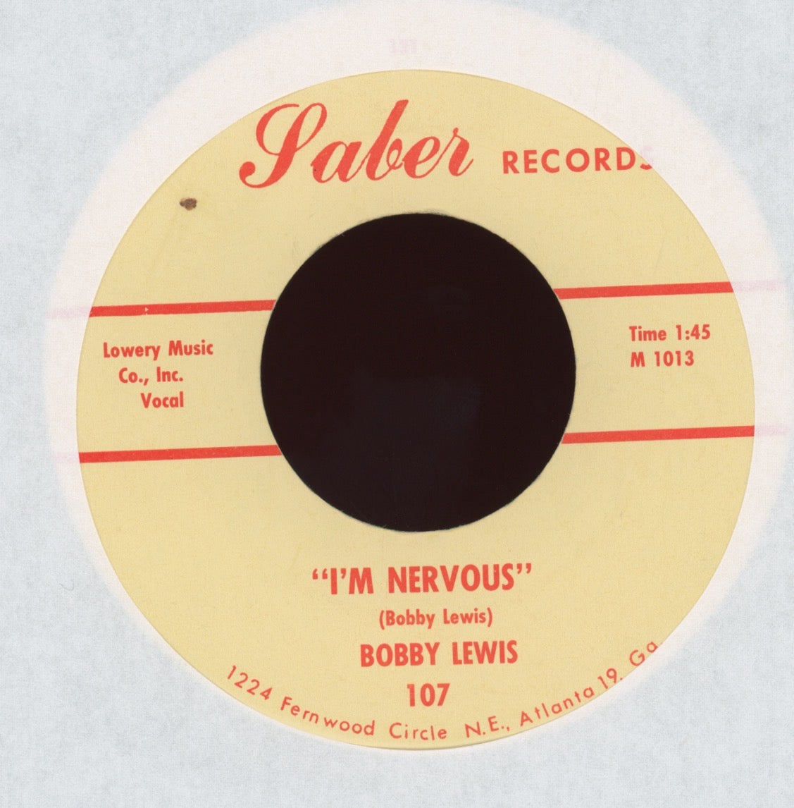 Bobby Lewis - Forty Dollars A Week on Saber Rockabilly 45