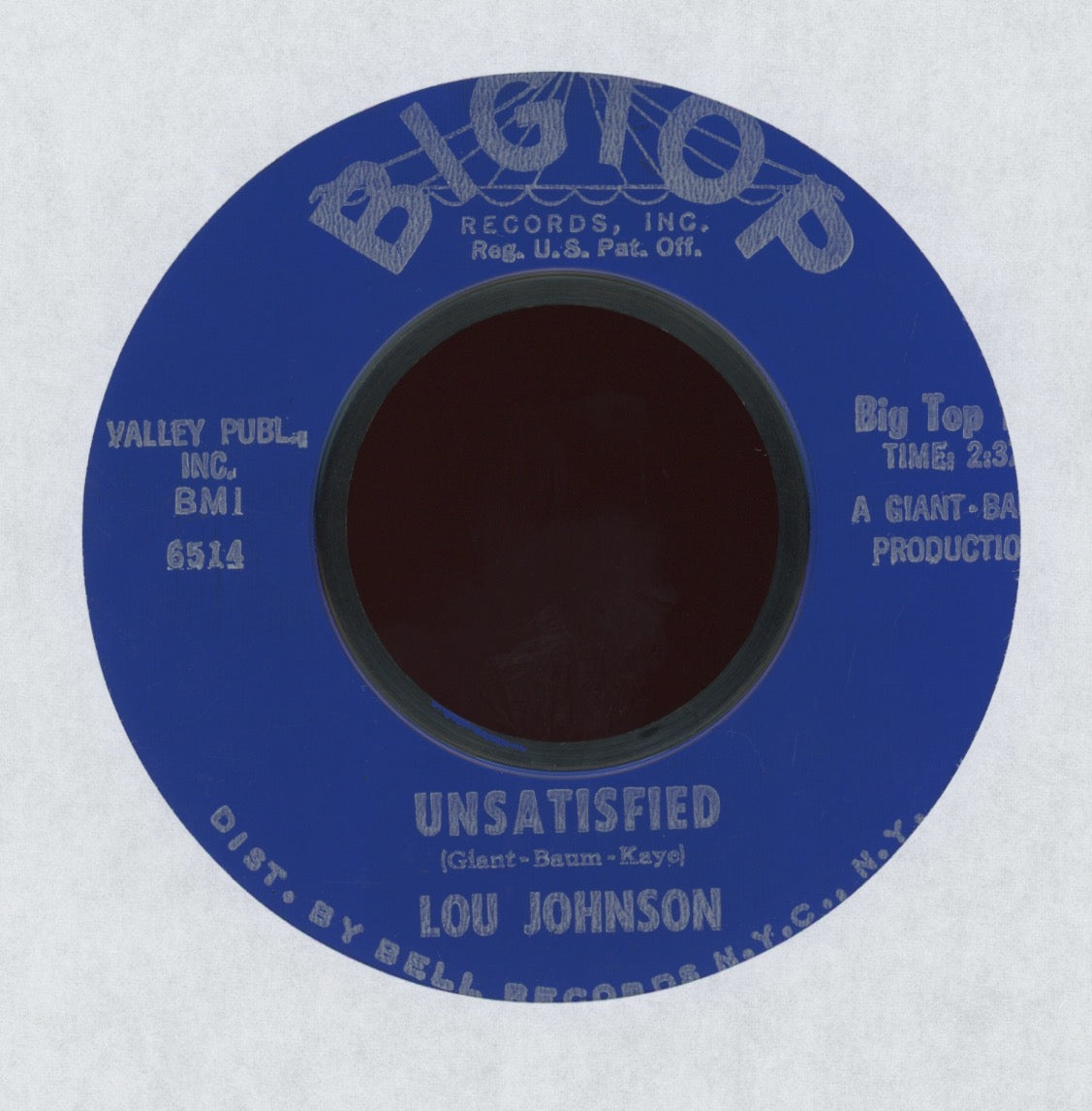 Lou Johnson - Unsatisfied on Bigtop Northern Soul 45