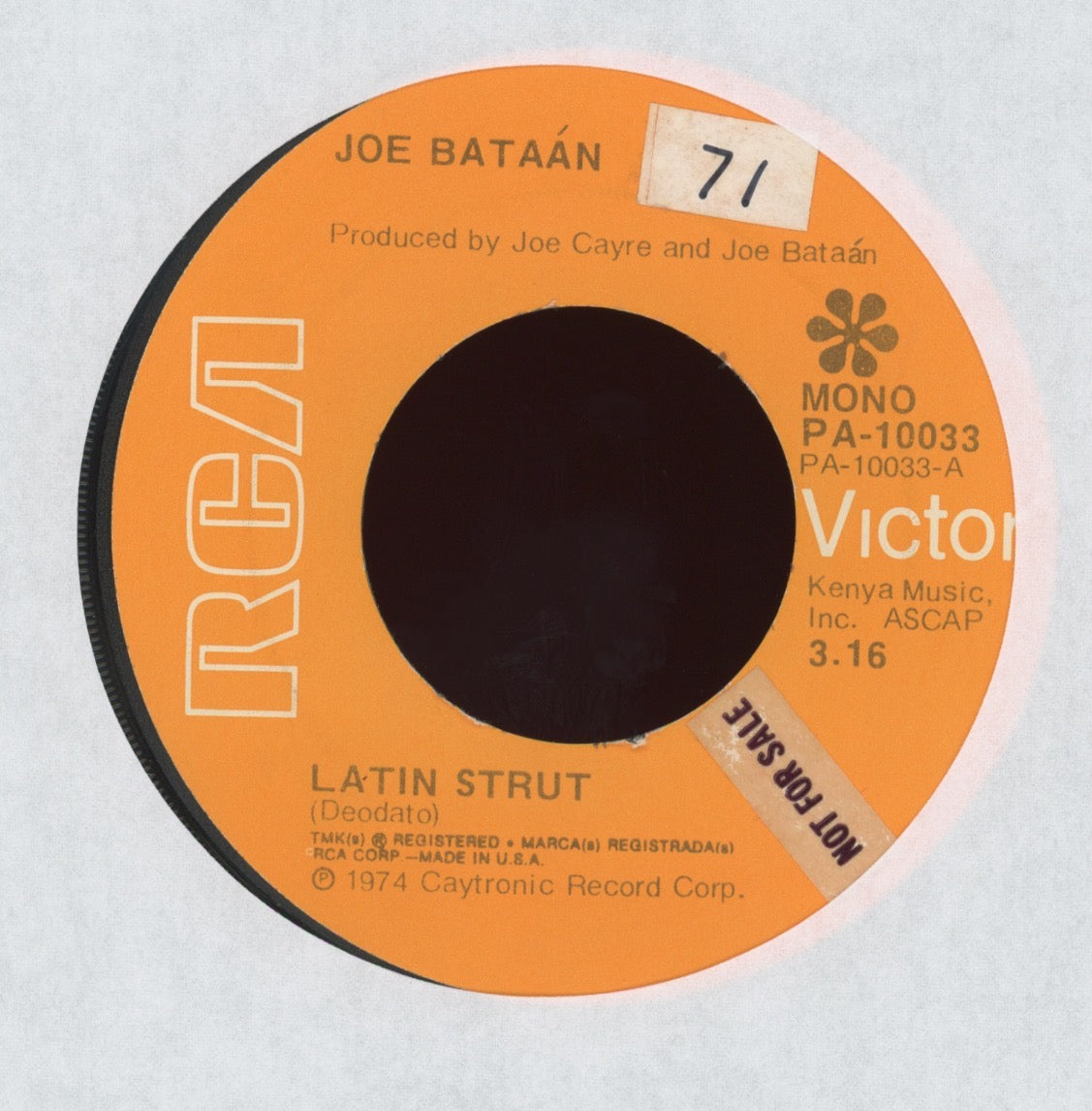 Joe Bataan - Latin Strut on RCA Funk 45