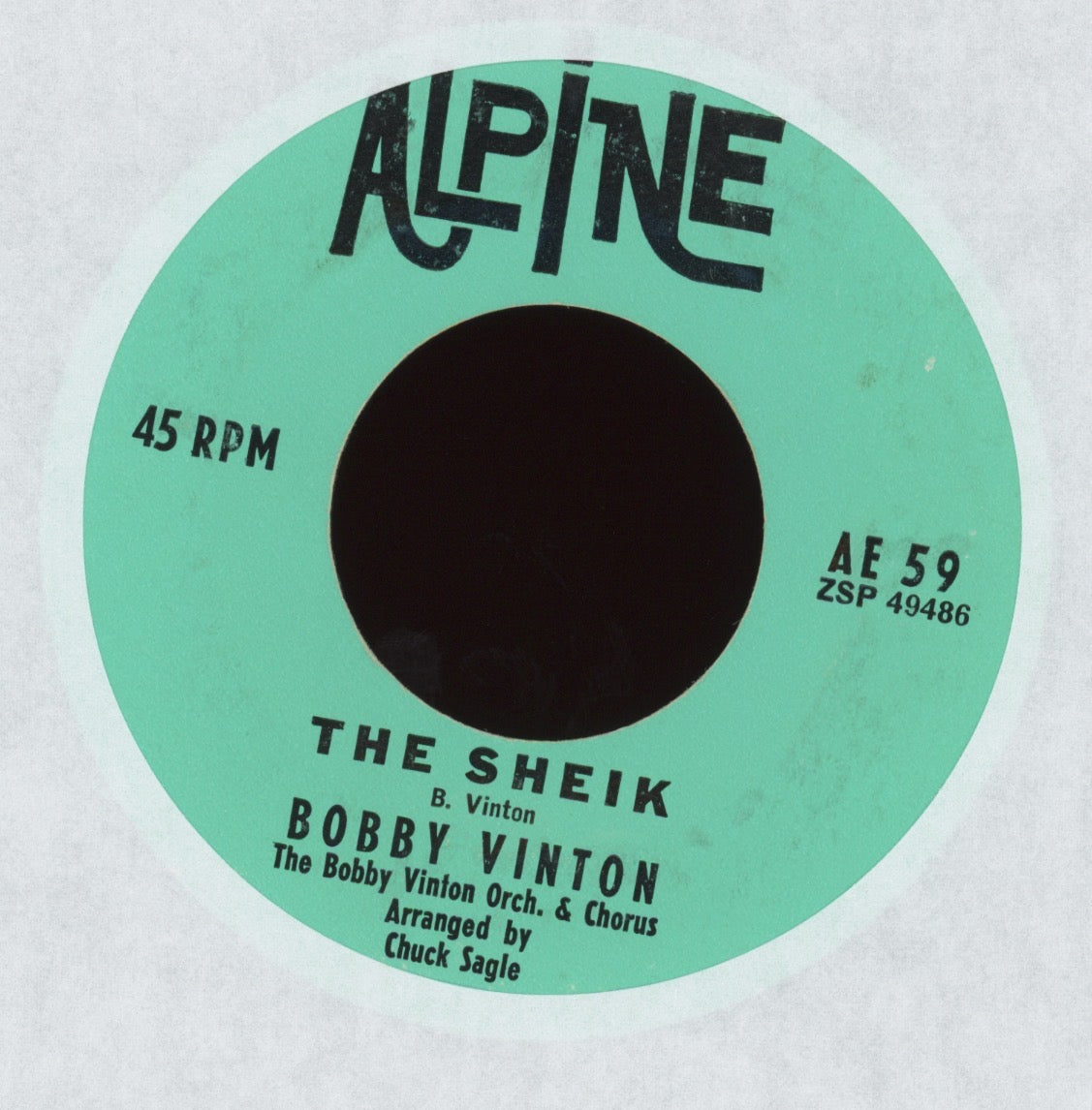 Bobby Vinton - The Sheik on Alpine R&B Popcorn Exotica 45