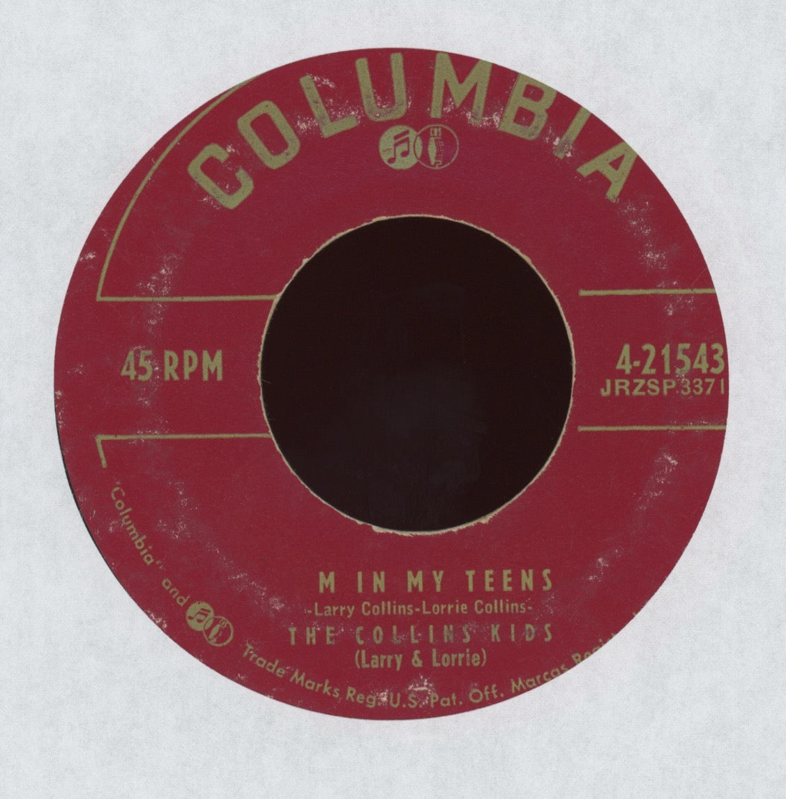 The Collins Kids - I'm In My Teens on Columbia Rockabilly 45