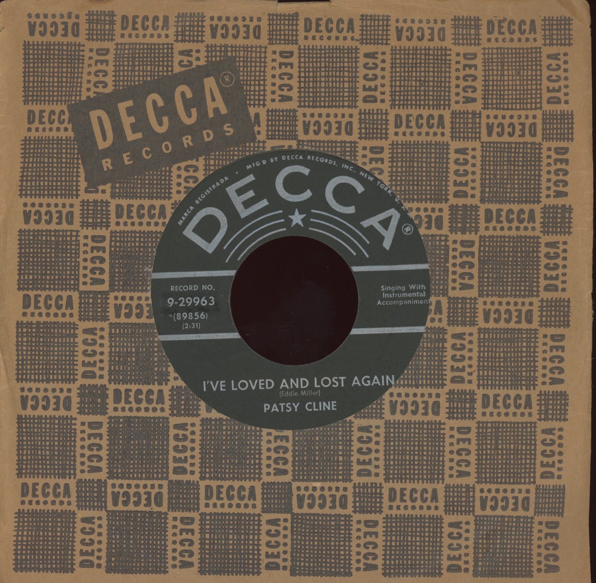 Patsy Cline - Stop, Look And Listen on Decca Rockabilly 45