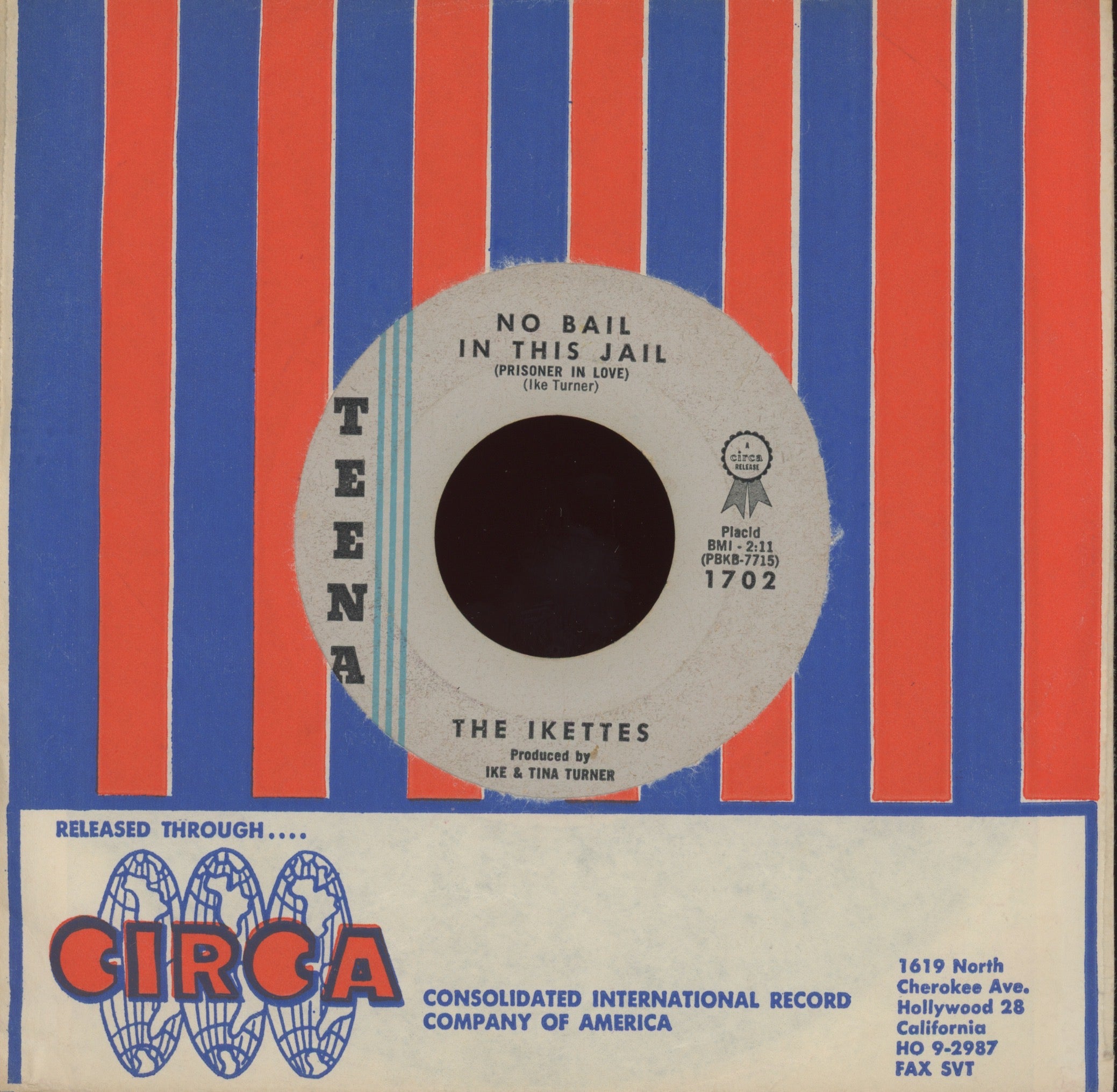 The Ikettes - No Bail In This Jail (Prisoner In Love) on Teena R&B 45