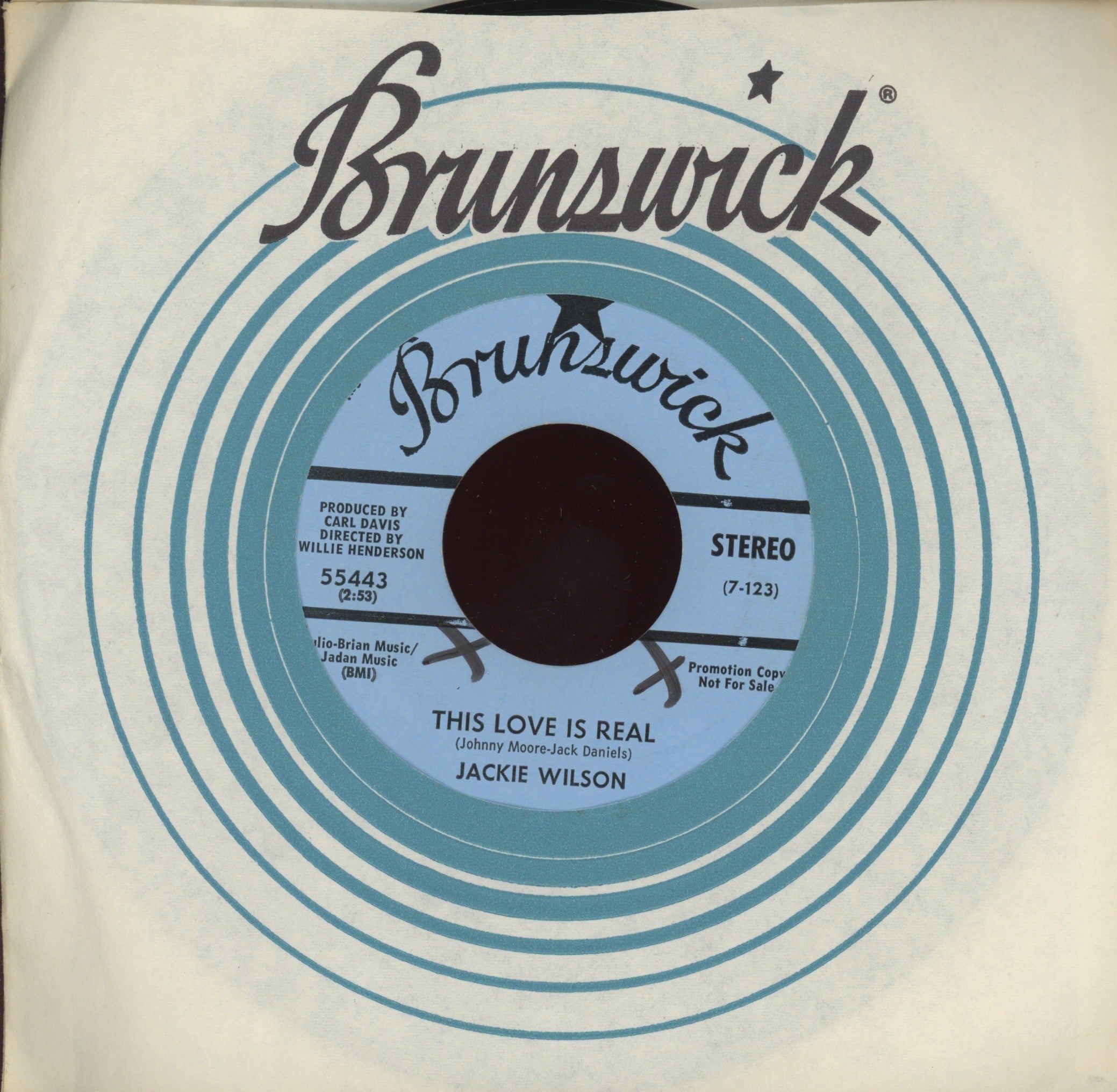 Jackie Wilson - This Love Is Real on Brunswick Promo Northern Soul 45