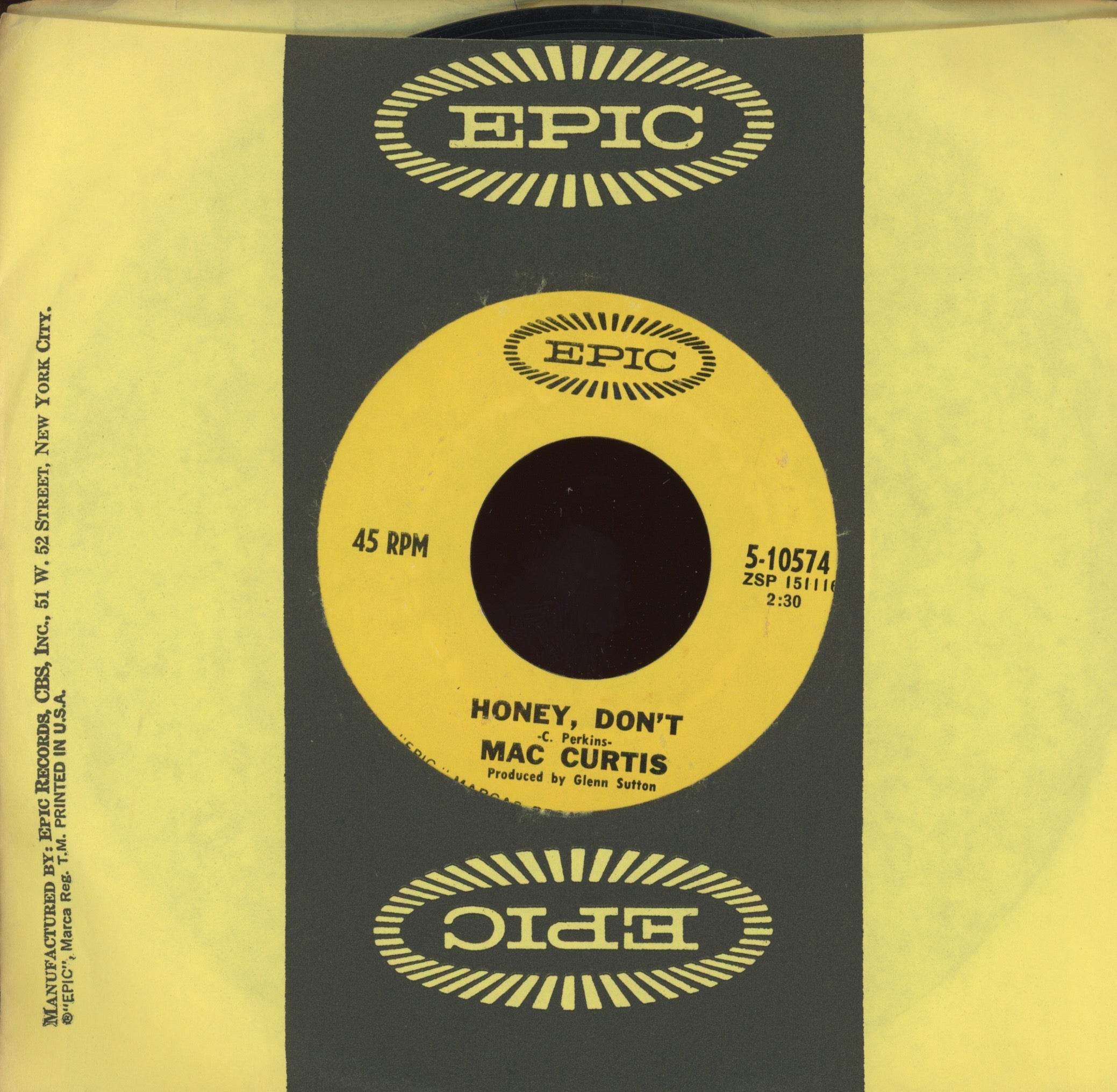 Mac Curtis - Honey Don't on Epic Rockabilly 45