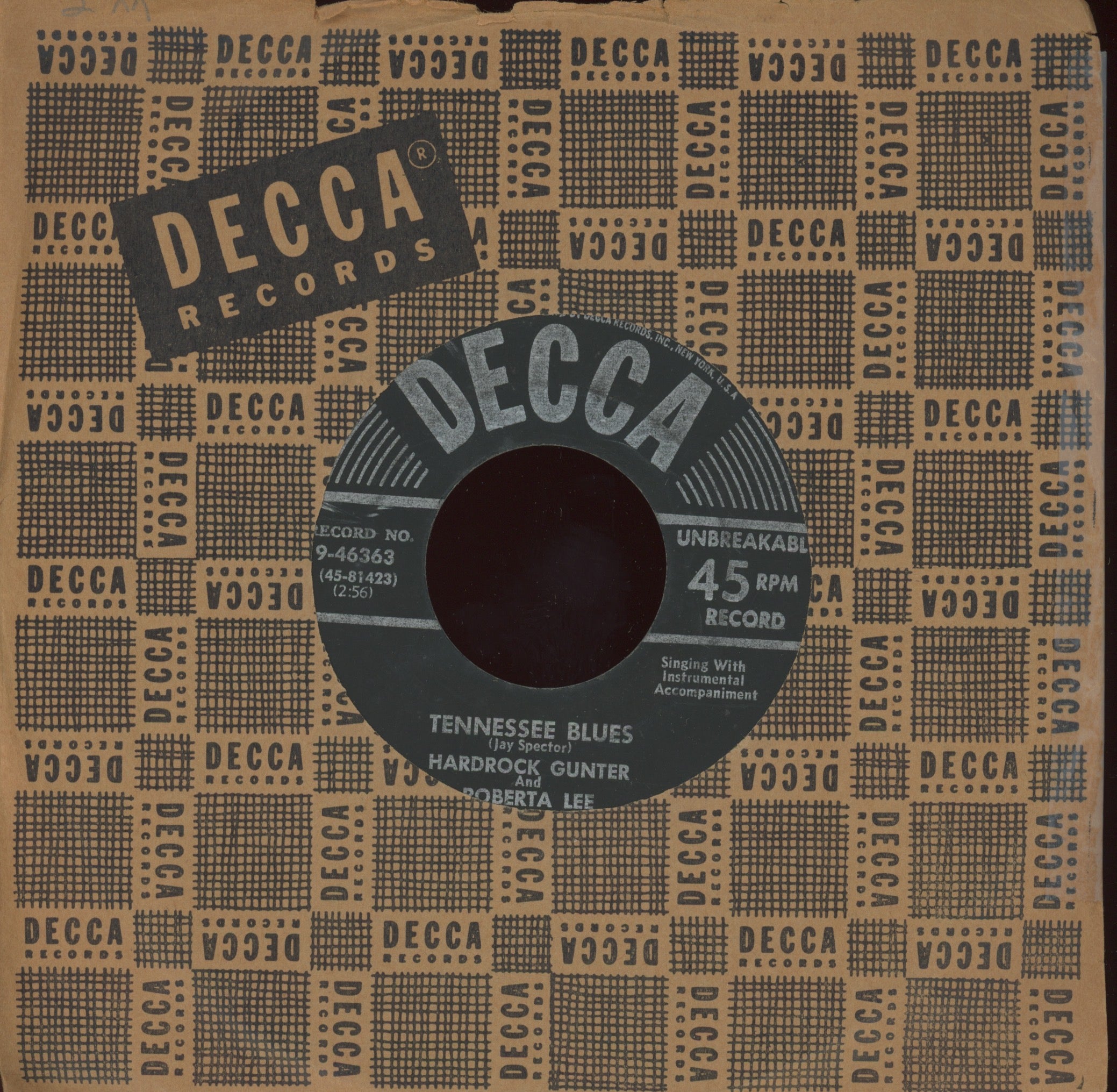 Hardrock Gunter With Roberta Lee - Sixty Minute Man on Decca Country Bop 45