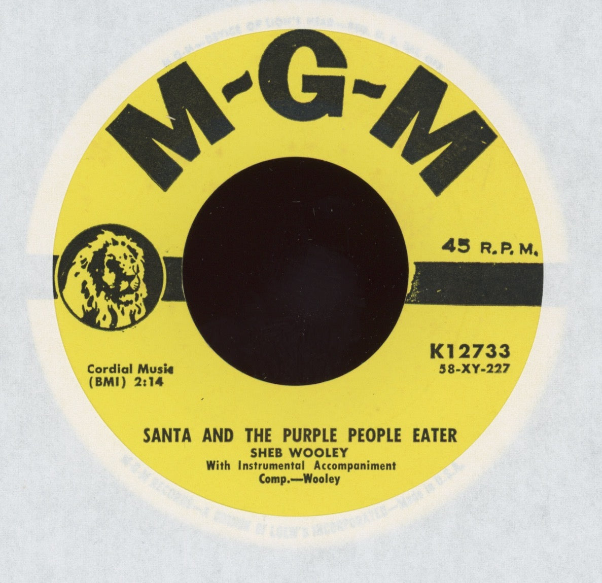 Sheb Wooley - Santa And The Purple People Eater on MGM Christmas Rock 45 With Picture Sleeve